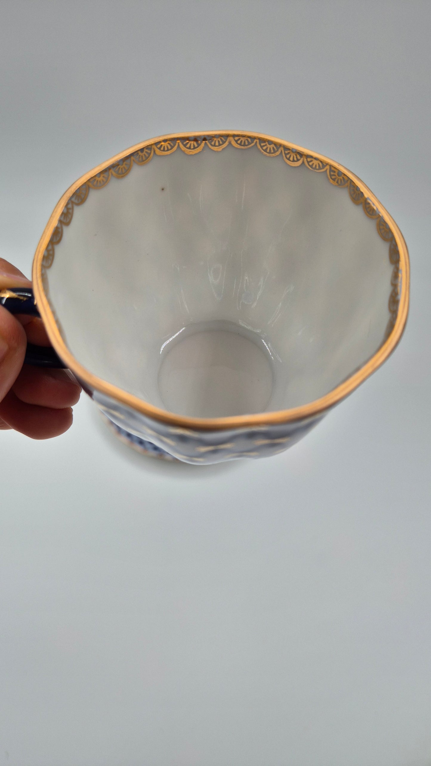 Vintage Lomonosov Cobalt Net Coffee Cup Saucer and Dessert Plate Set