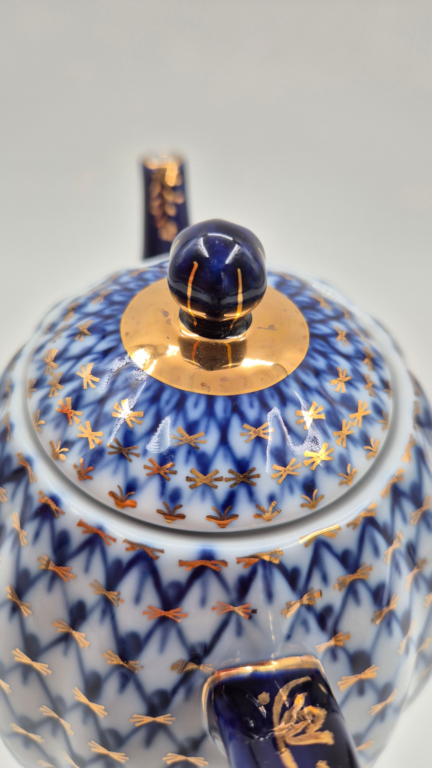 Vintage Lomonosov Cobalt Net Coffee Pot