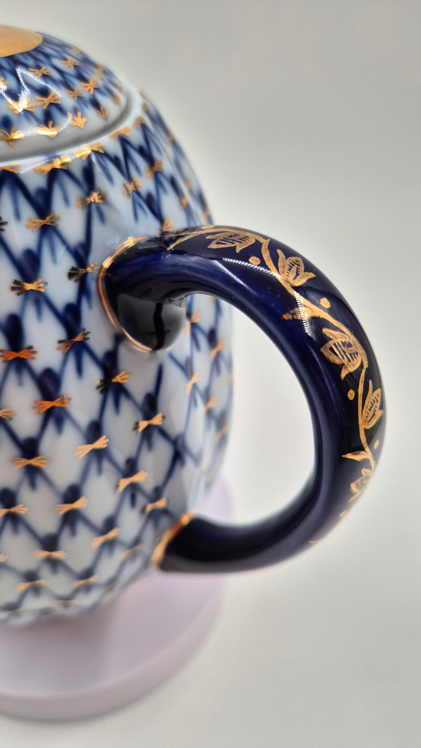 Vintage Lomonosov Cobalt Net Coffee Pot