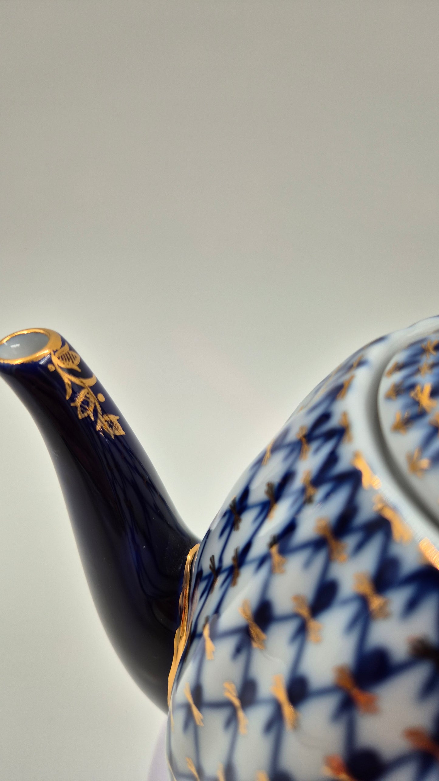 Vintage Lomonosov Cobalt Net Coffee Pot