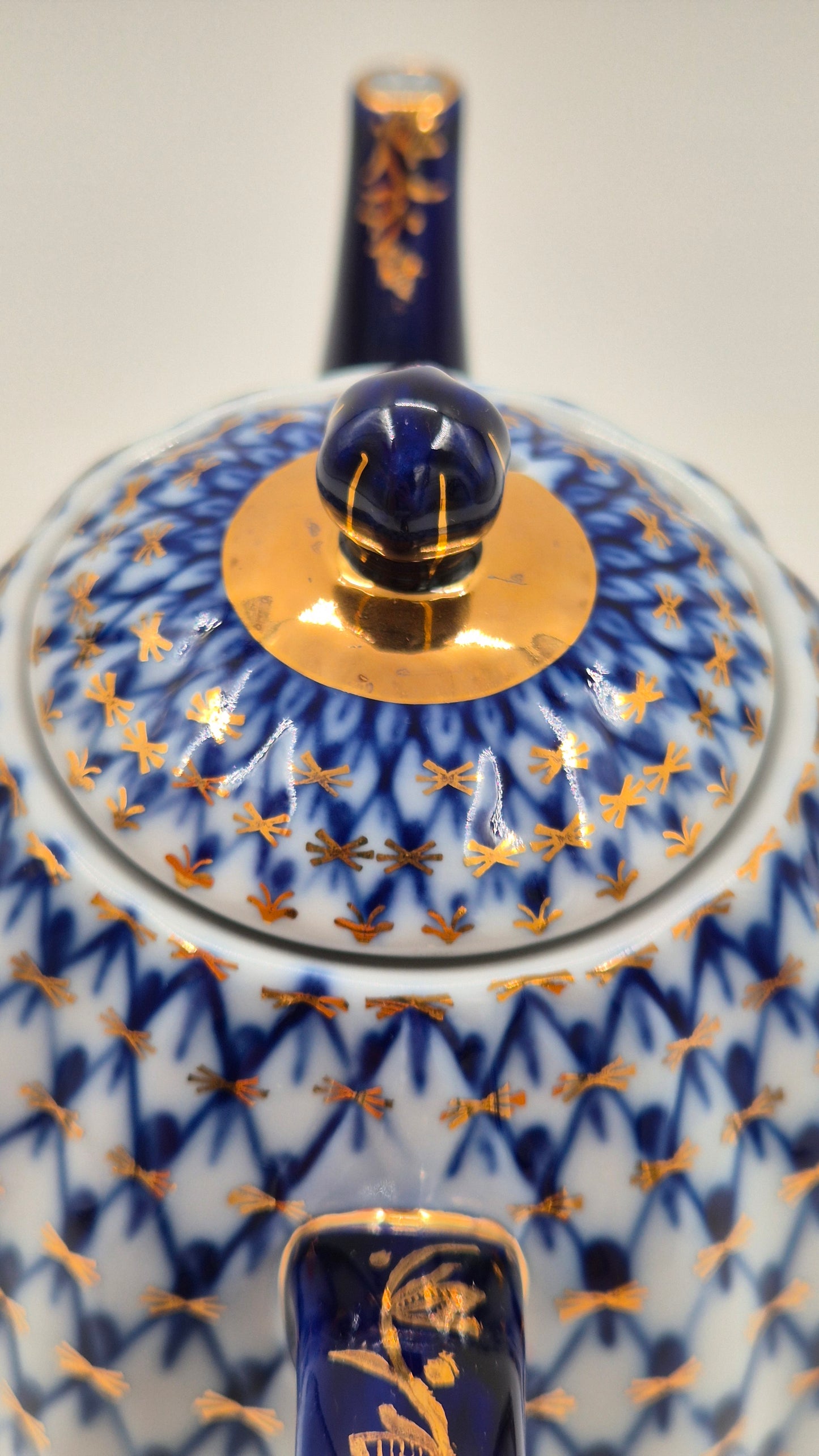 Vintage Lomonosov Cobalt Net Coffee Pot