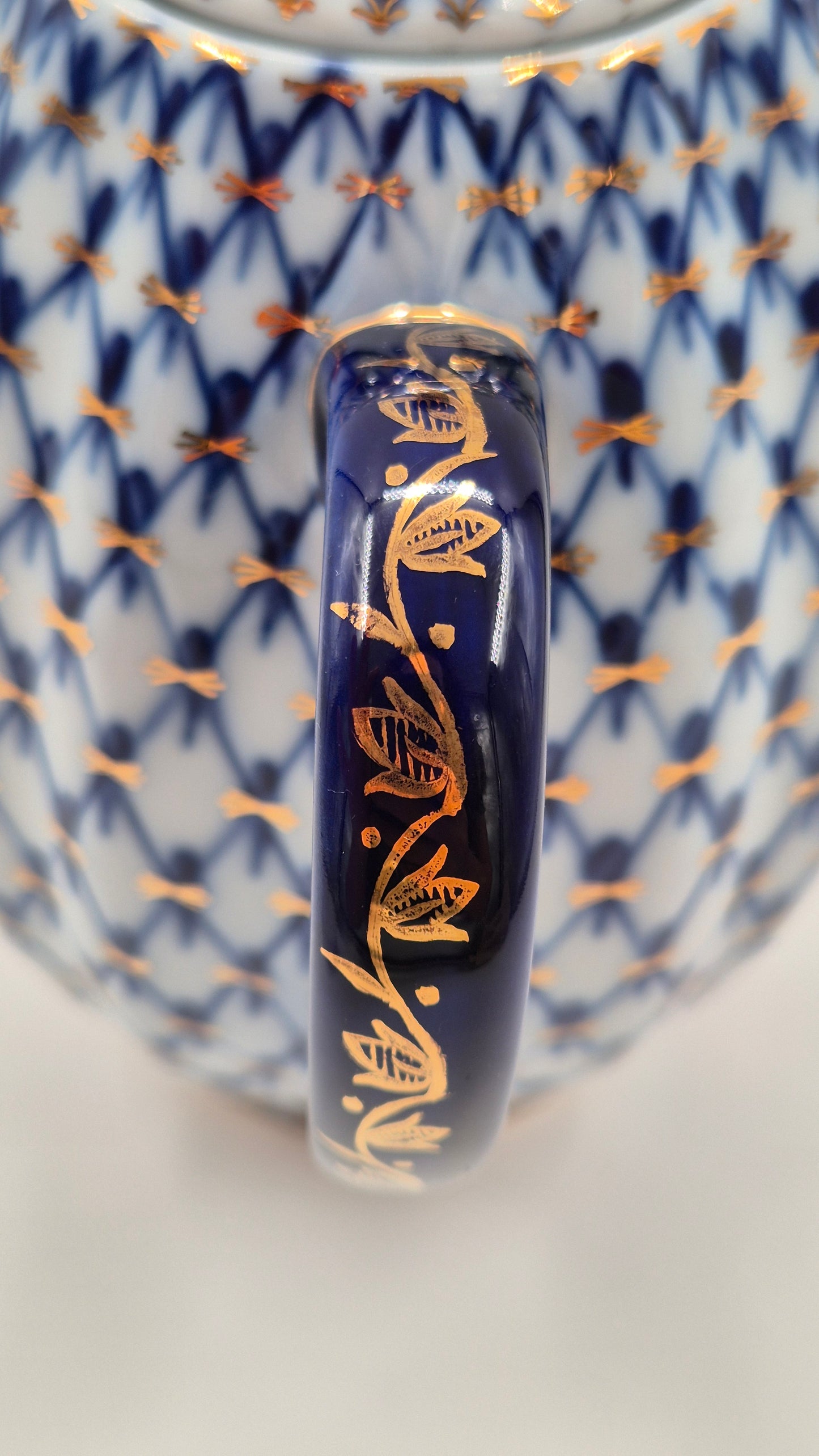 Vintage Lomonosov Cobalt Net Coffee Pot