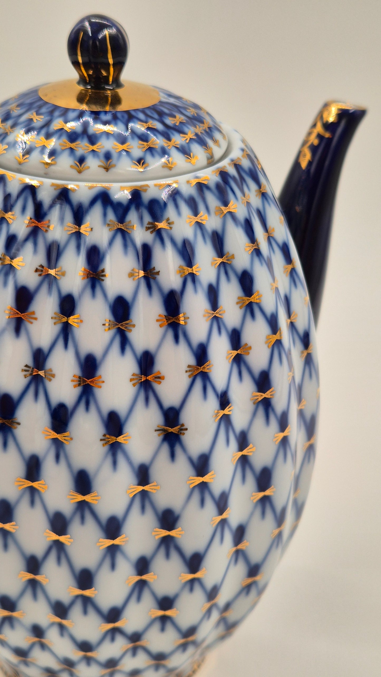 Vintage Lomonosov Cobalt Net Coffee Pot