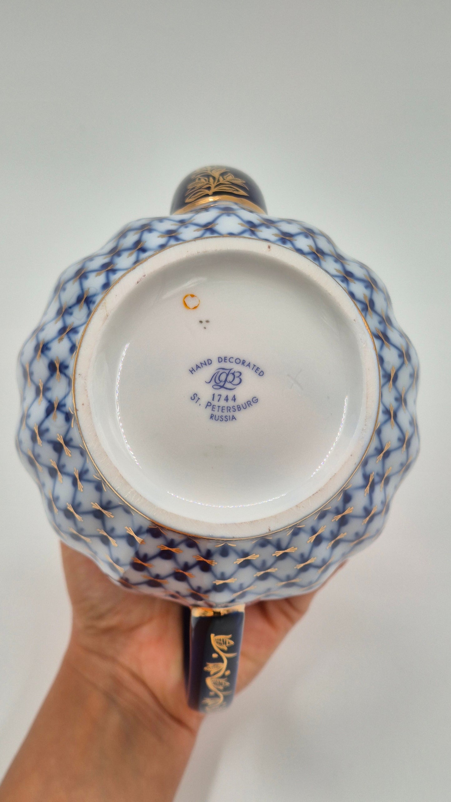 Vintage Lomonosov Cobalt Net Coffee Pot