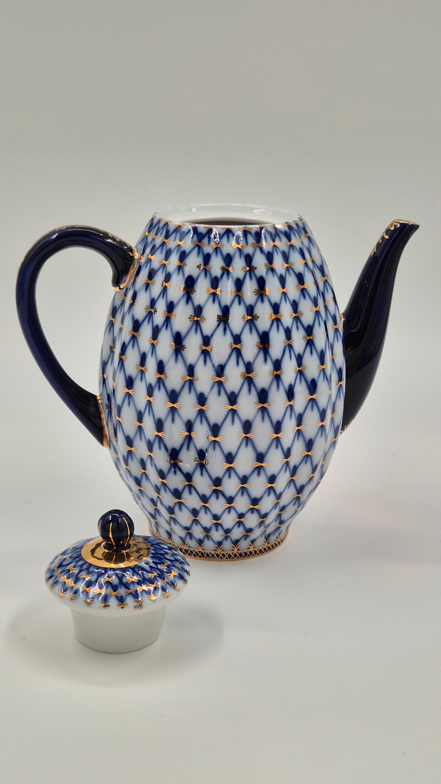 Vintage Lomonosov Cobalt Net Coffee Pot