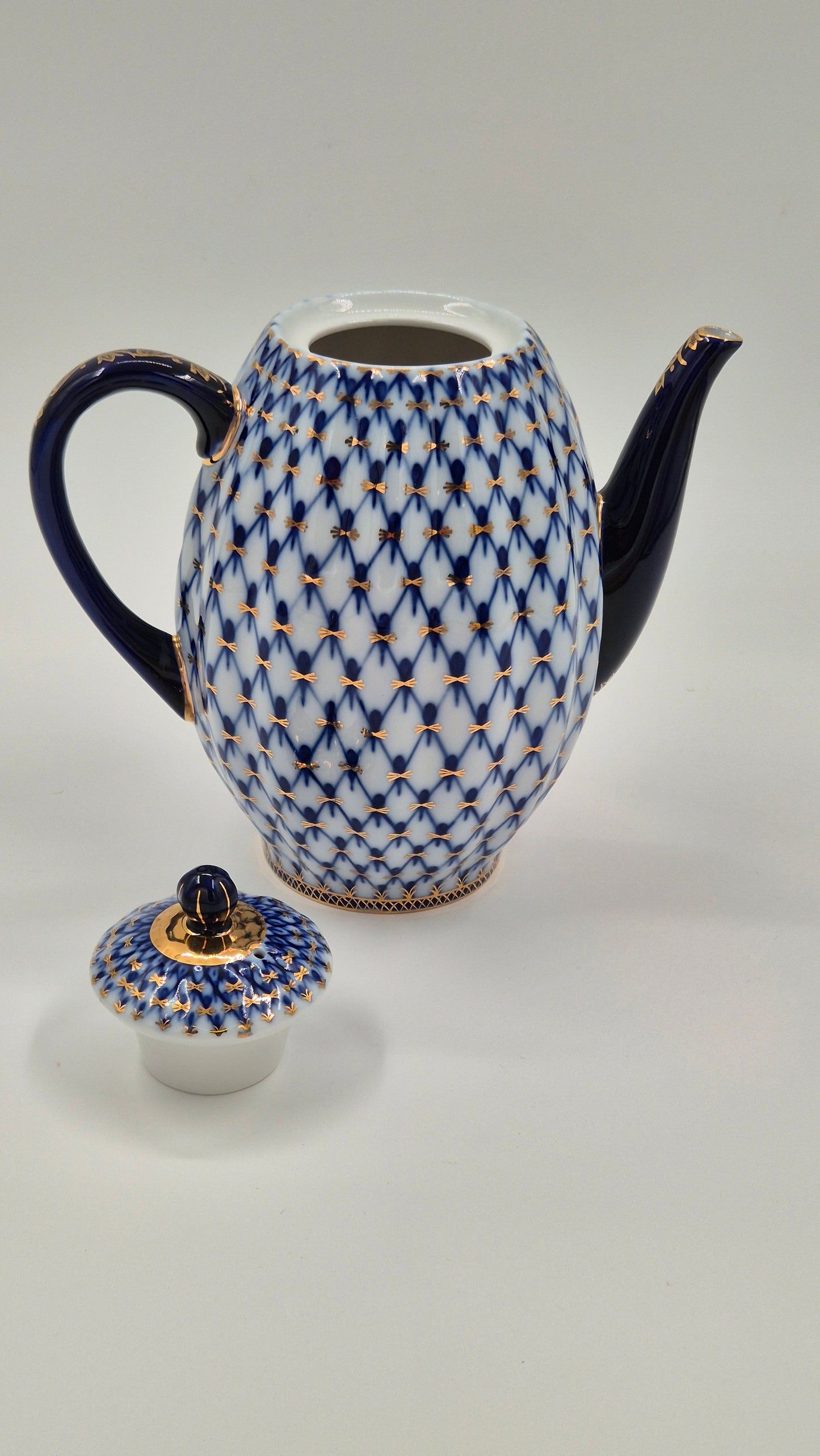 Vintage Lomonosov Cobalt Net Coffee Pot