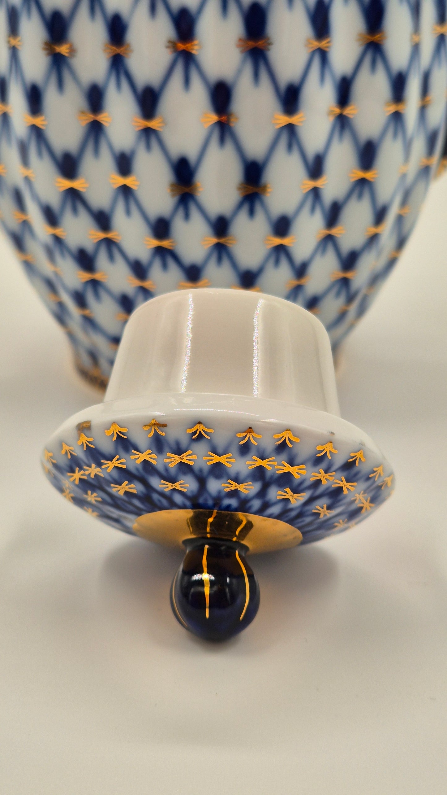 Vintage Lomonosov Cobalt Net Coffee Pot