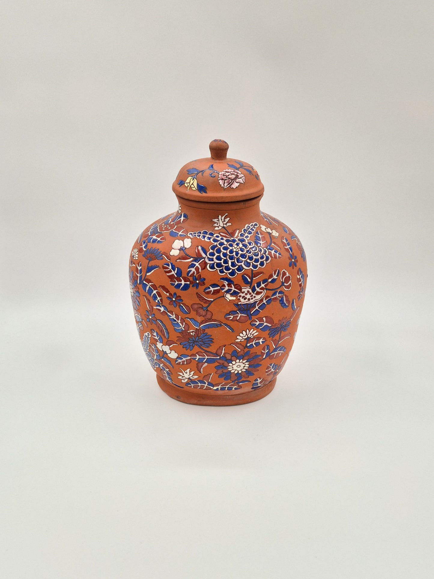 Yixing Zisha Polychrome Foliate Enameled Flower Vase