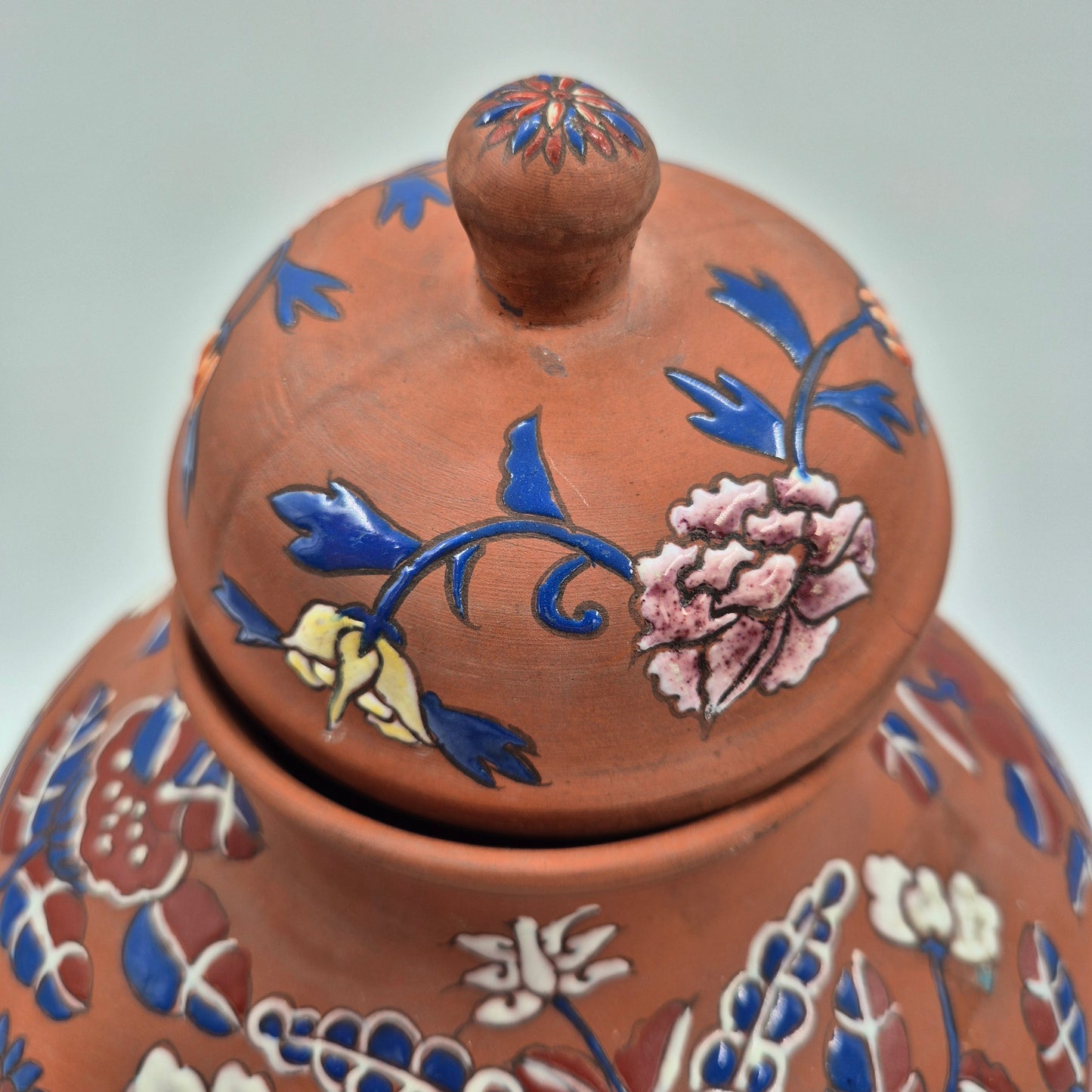 Yixing Zisha Polychrome Foliate Enameled Flower Vase