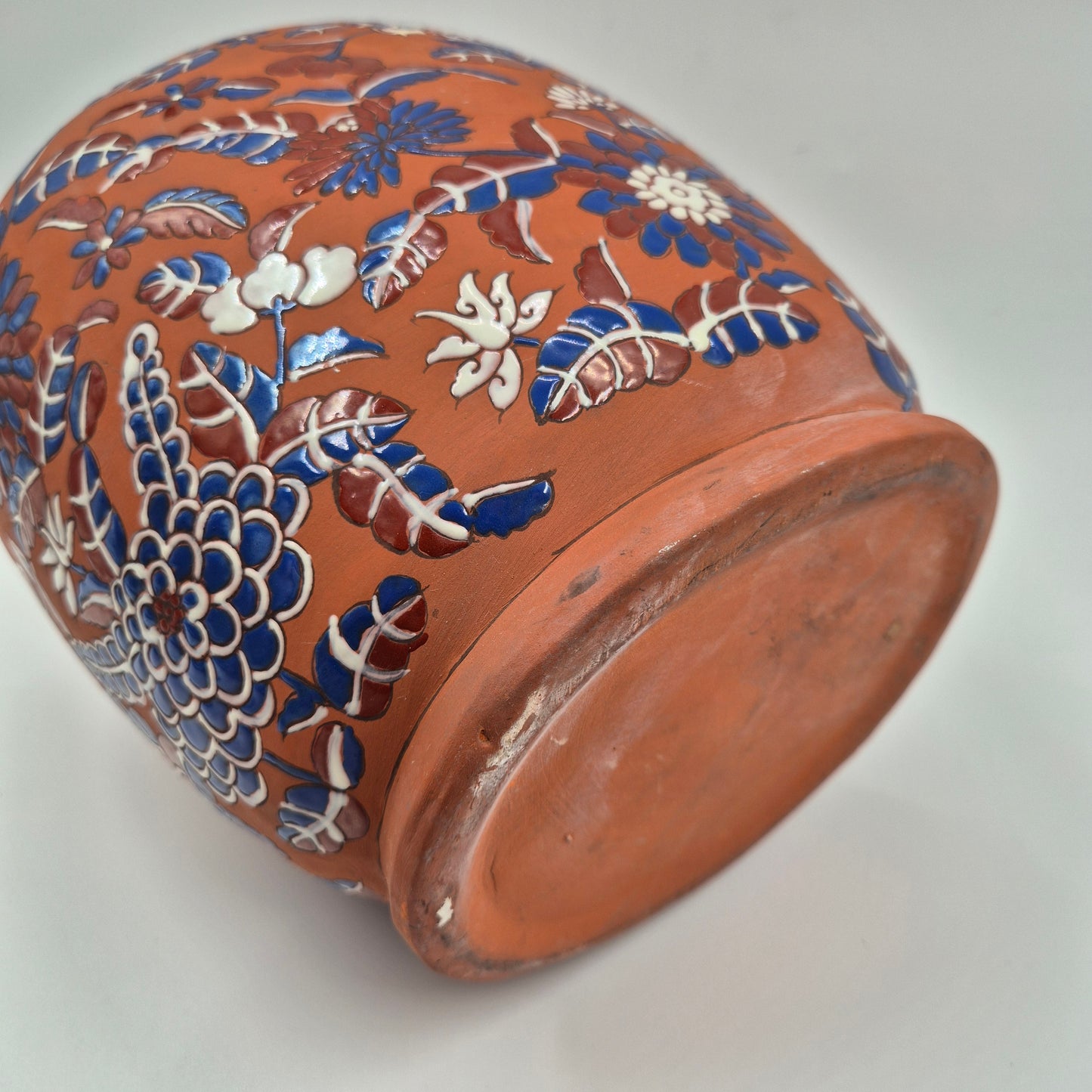 Yixing Zisha Polychrome Foliate Enameled Flower Vase