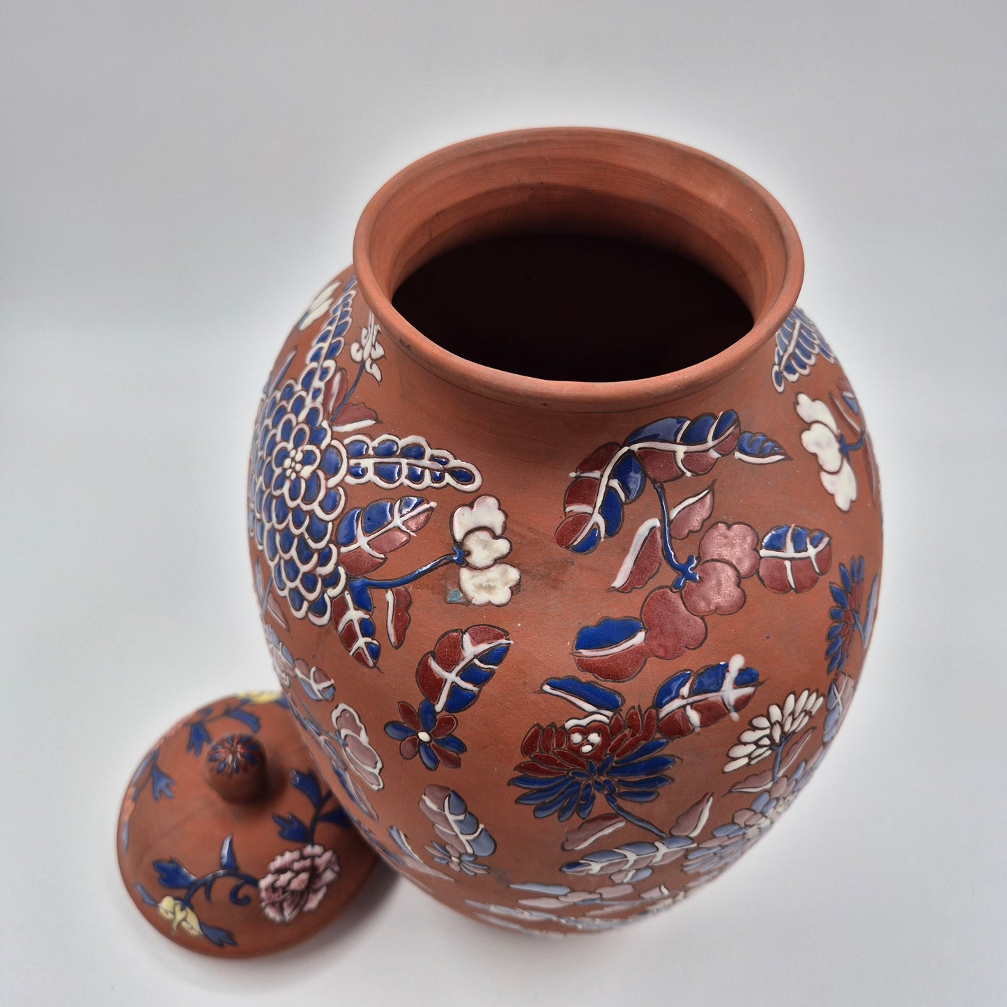 Yixing Zisha Polychrome Foliate Enameled Flower Vase