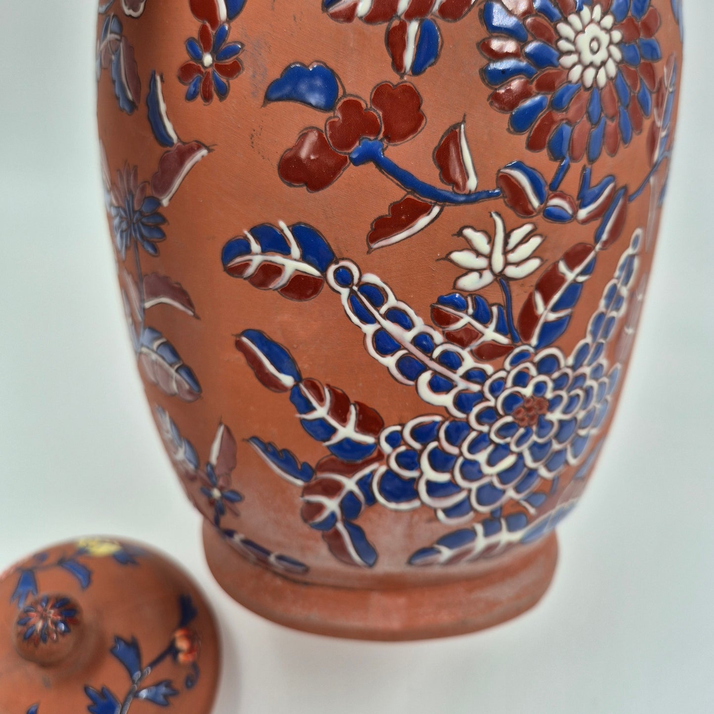 Yixing Zisha Polychrome Foliate Enameled Flower Vase