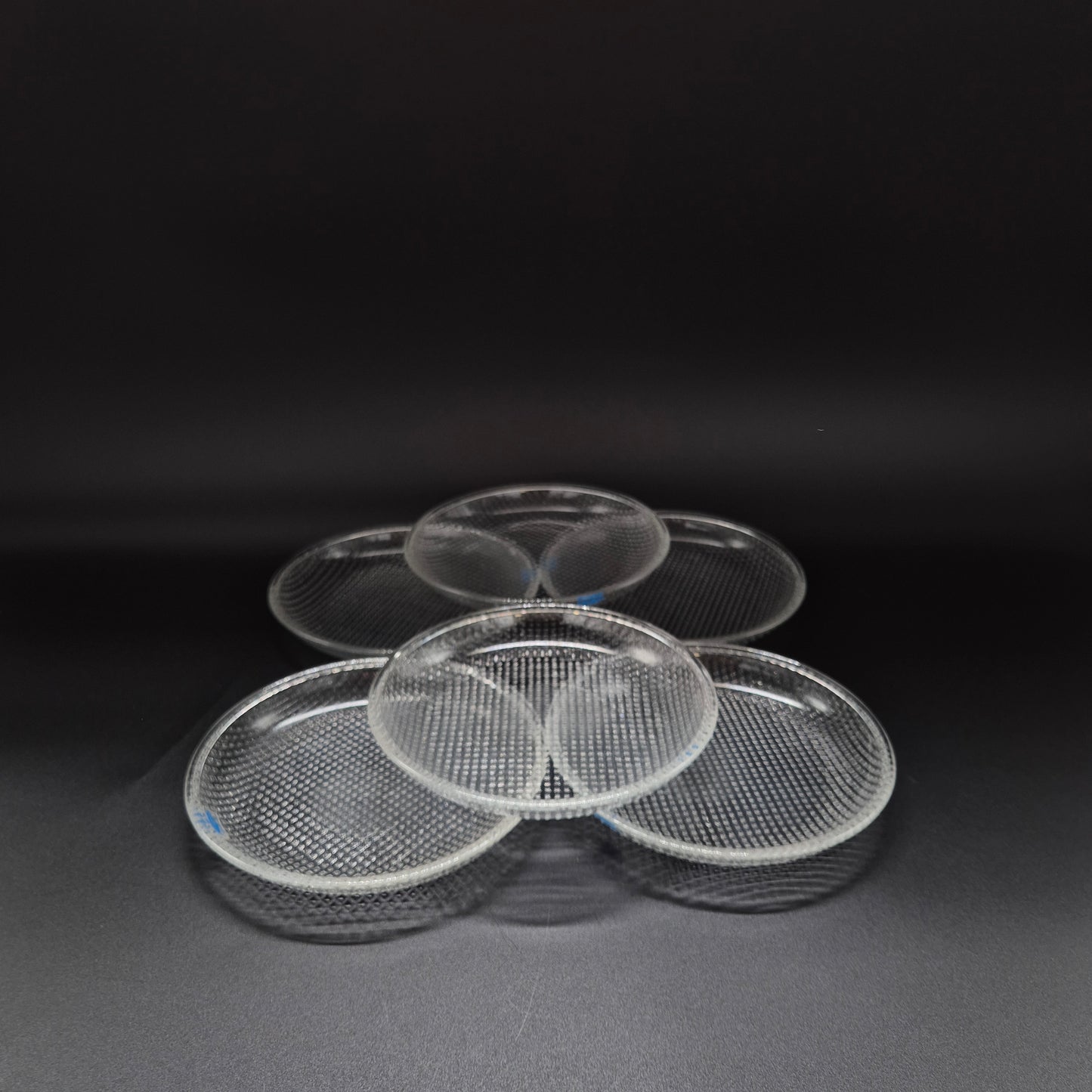 Set of Six Nuutajärvi Pauliina Glass Plate – 1990s Vintage by Kerttu Nurminen