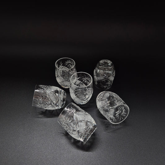 Set of Six Vintage Chrystal Schnapps Glass