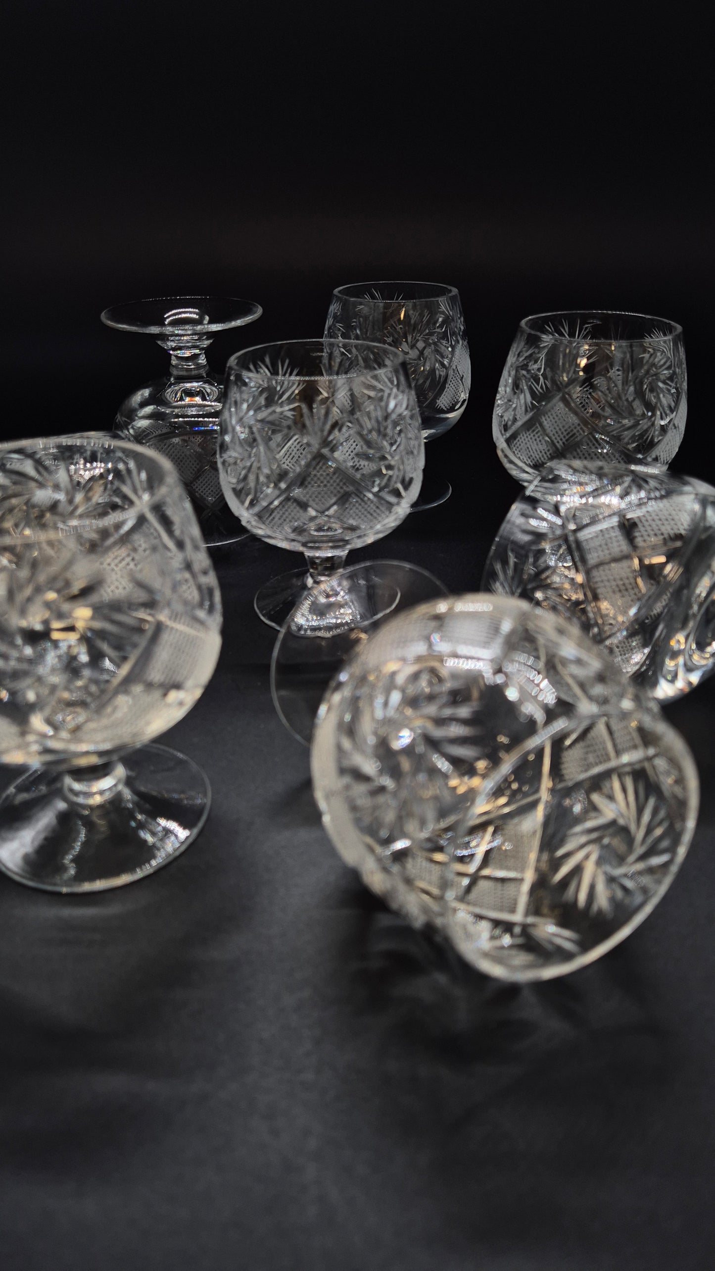 Vintage Crystal Cognac Glasses (Set of Two)