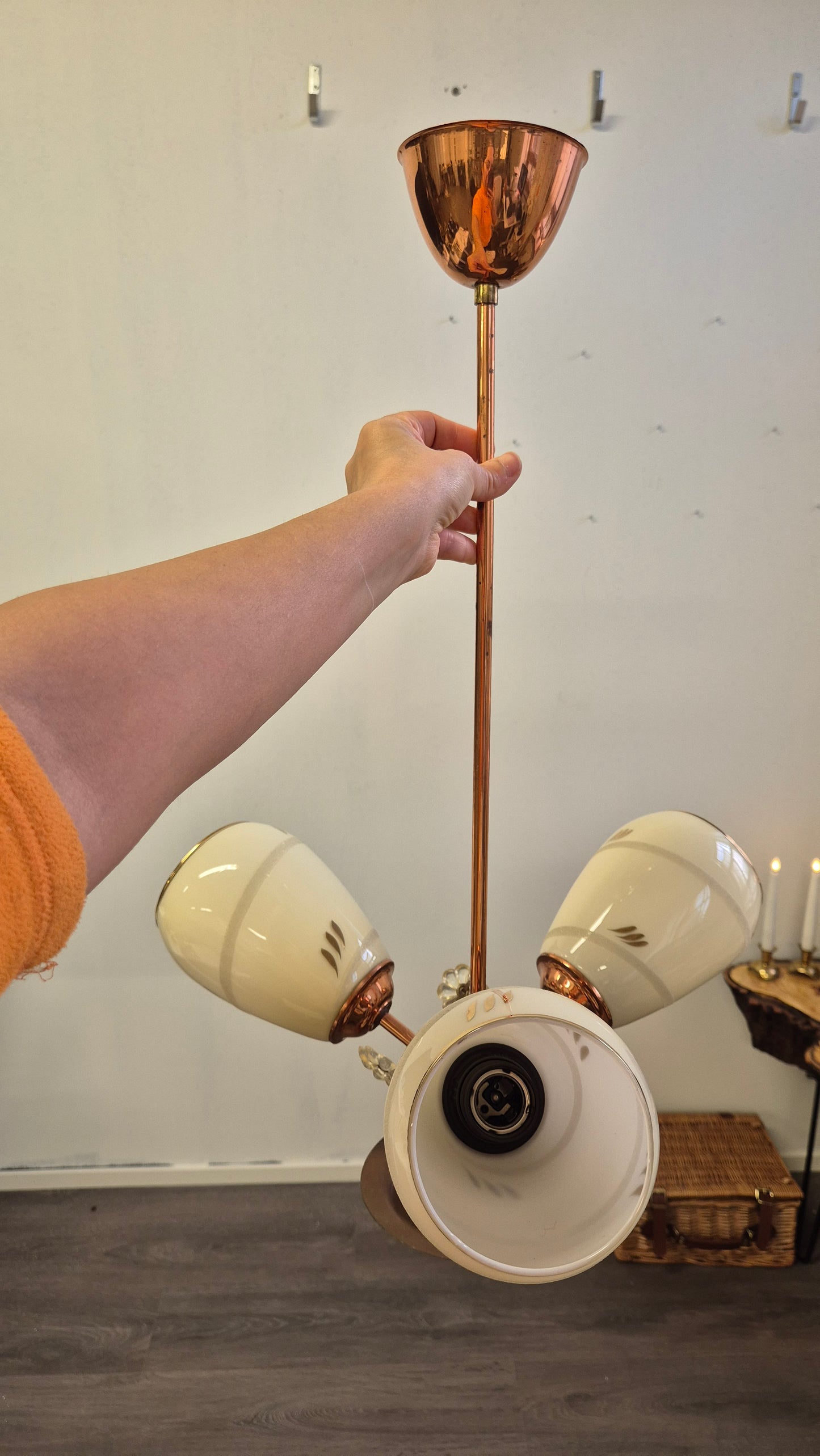 Vintage Aris Ceiling Lamp from the 1950s, Brass Mid-Century Modern, Finnish Retro Design