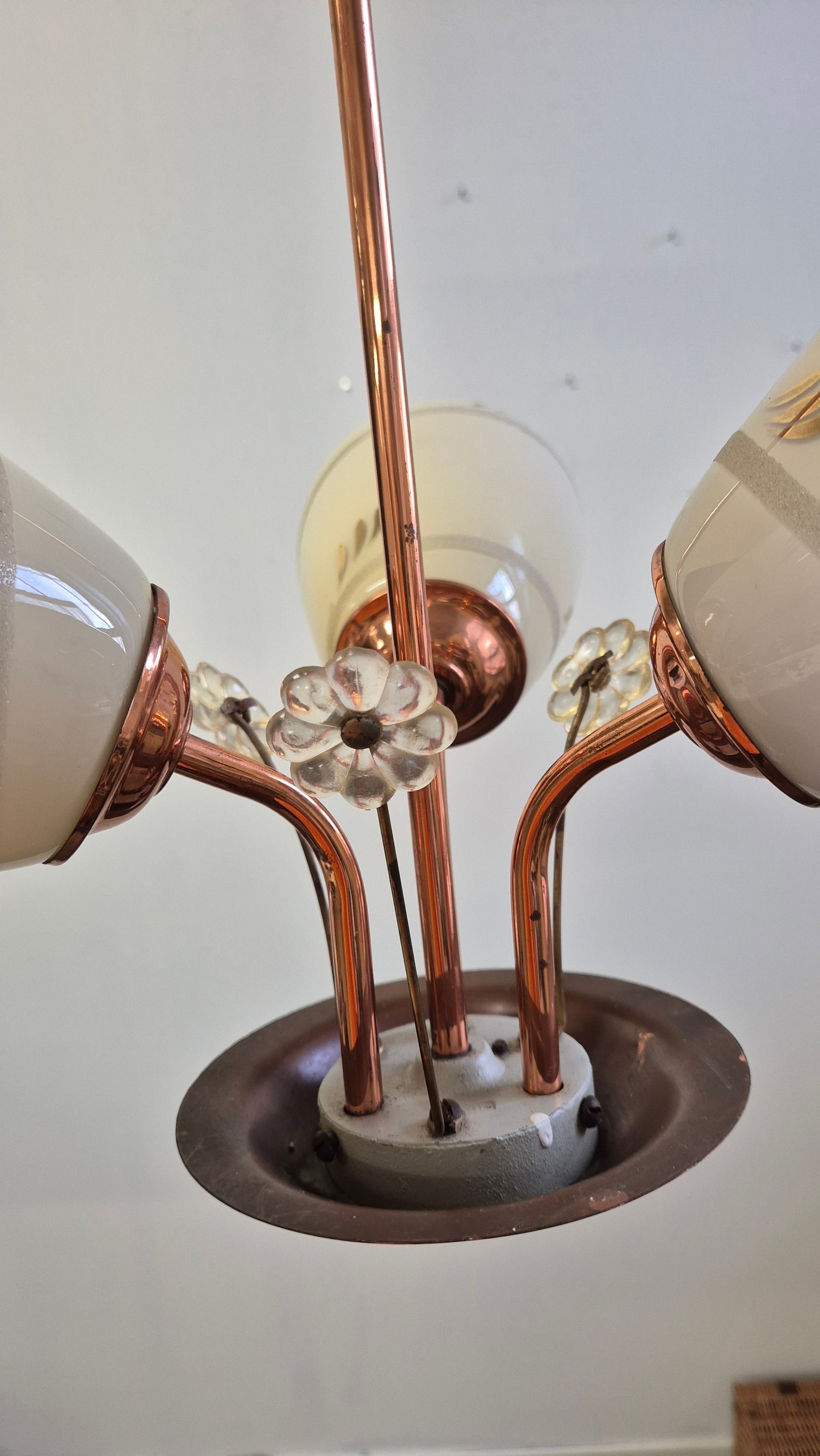 Vintage Aris Ceiling Lamp from the 1950s, Brass Mid-Century Modern, Finnish Retro Design