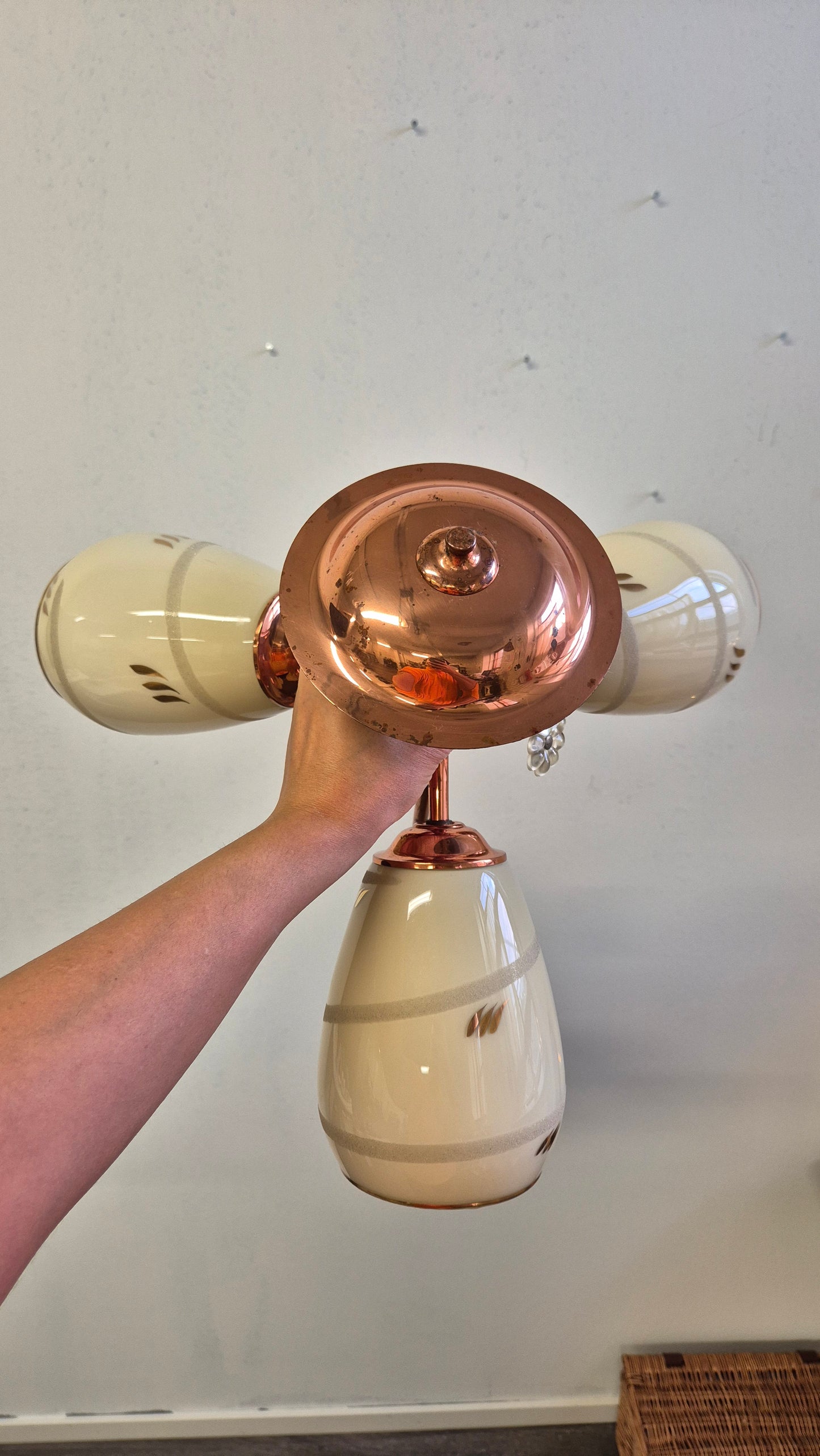 Vintage Aris Ceiling Lamp from the 1950s, Brass Mid-Century Modern, Finnish Retro Design