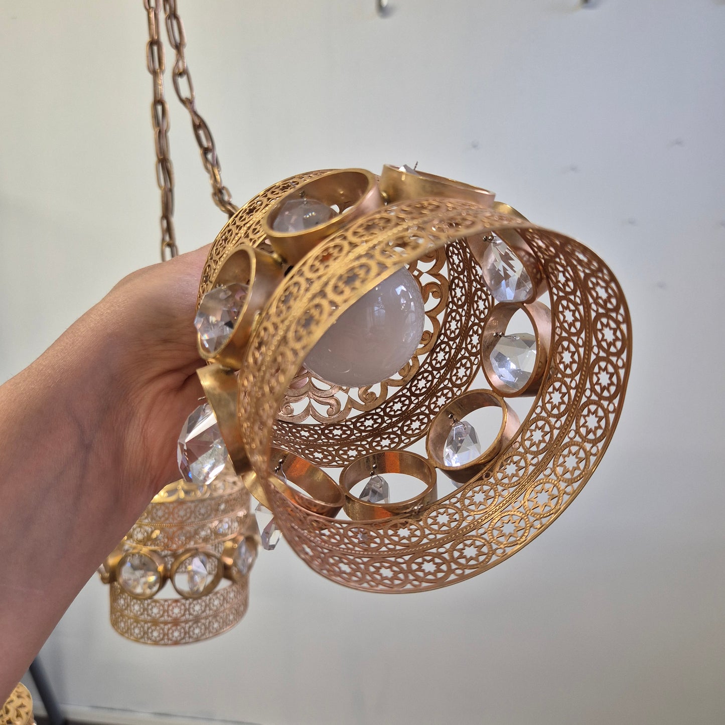 Turun Kristalli Vintage-Style Brass Crystal Chandelier