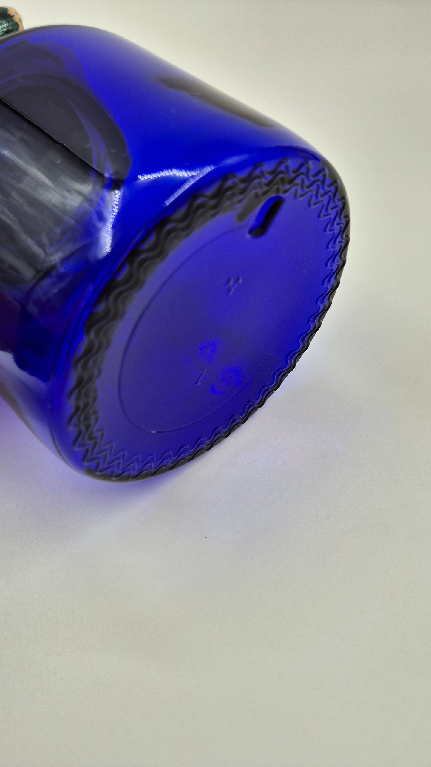 Vintage Riihimäen Lasi Blue Glass Jar with Cork – Finnish Mid-Century Storage