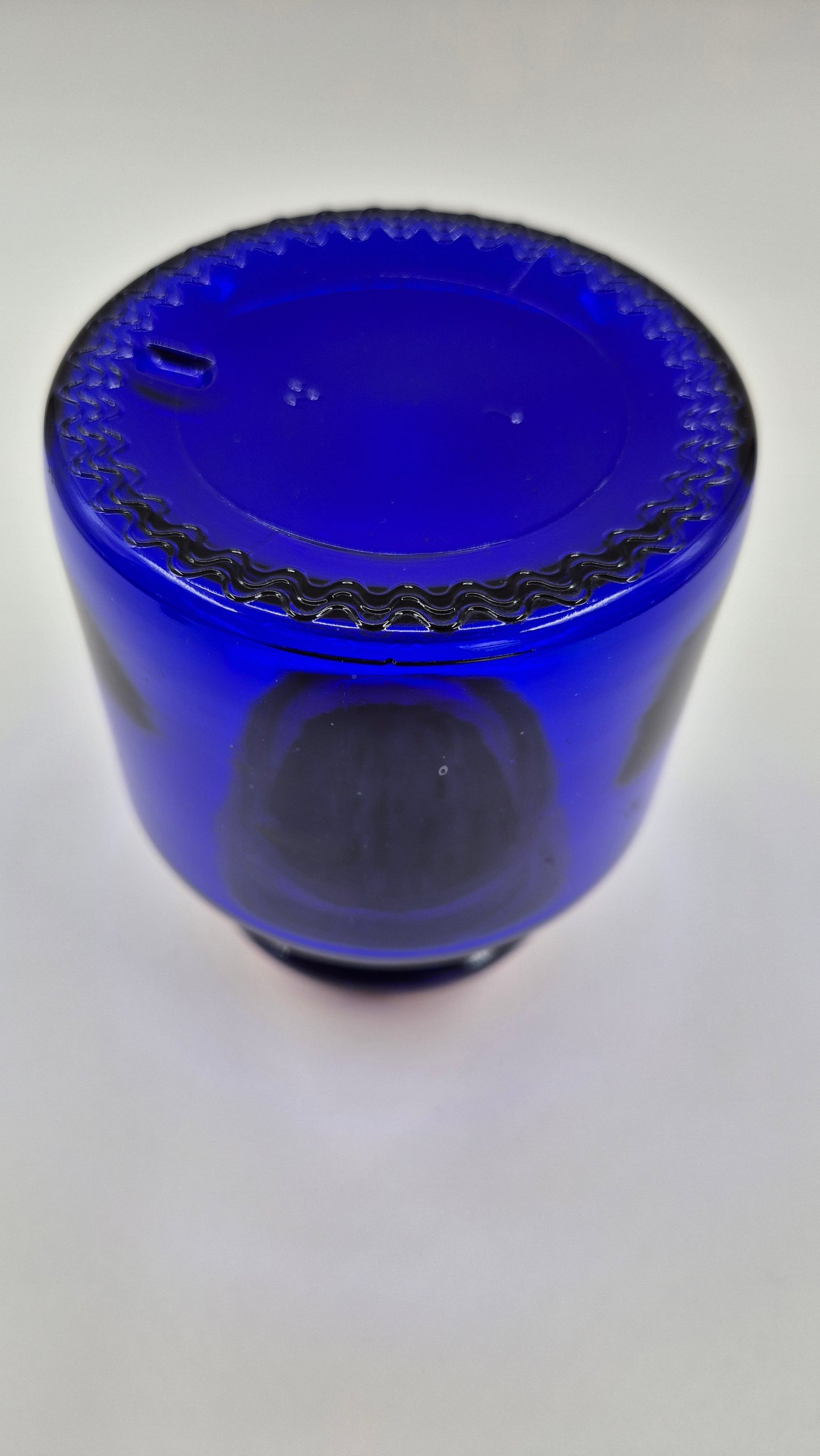Vintage Riihimäen Lasi Blue Glass Jar with Cork – Finnish Mid-Century Storage
