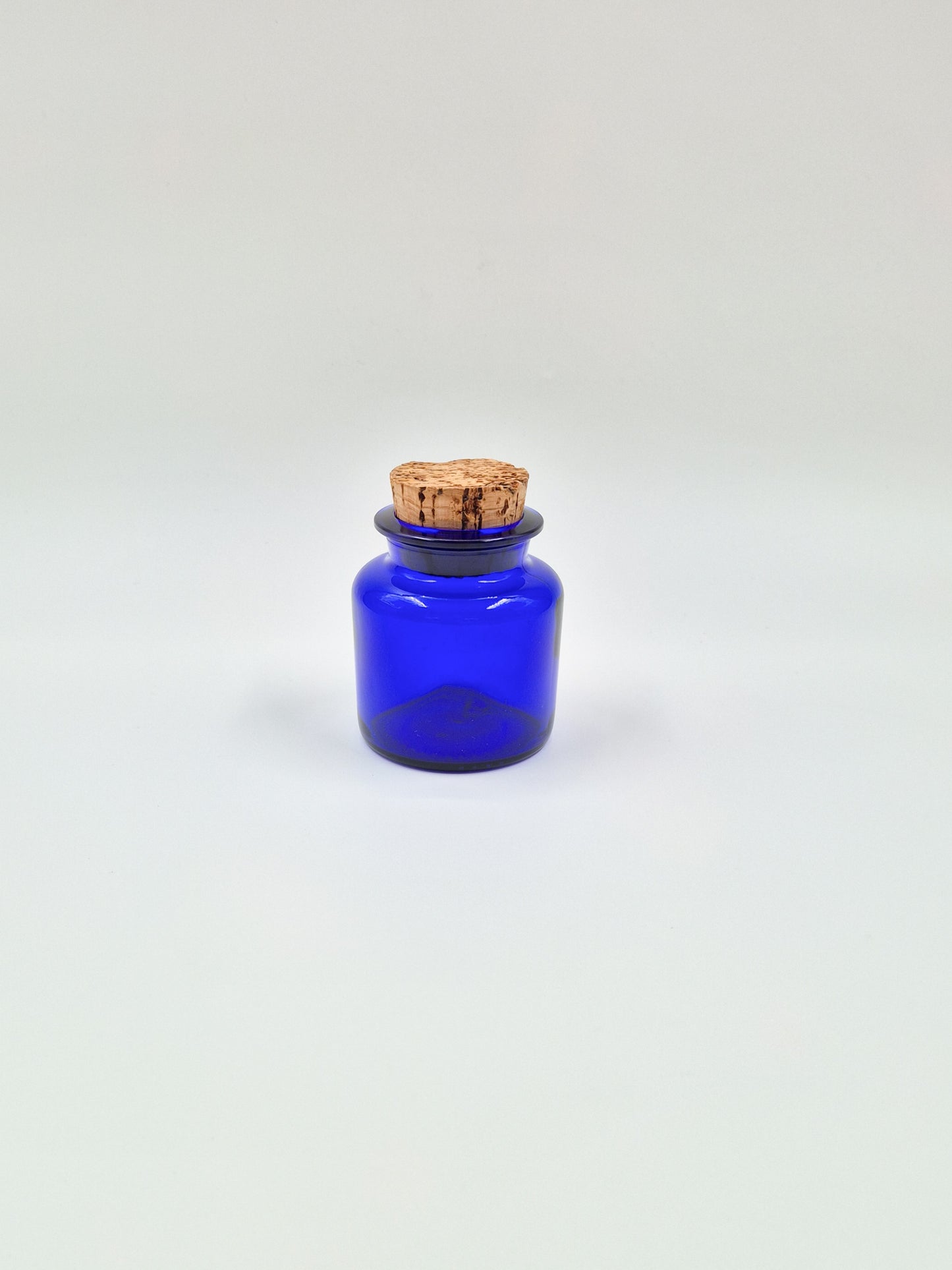 Vintage Riihimäen Lasi Blue Glass Jar with Cork – Finnish Mid-Century Storage