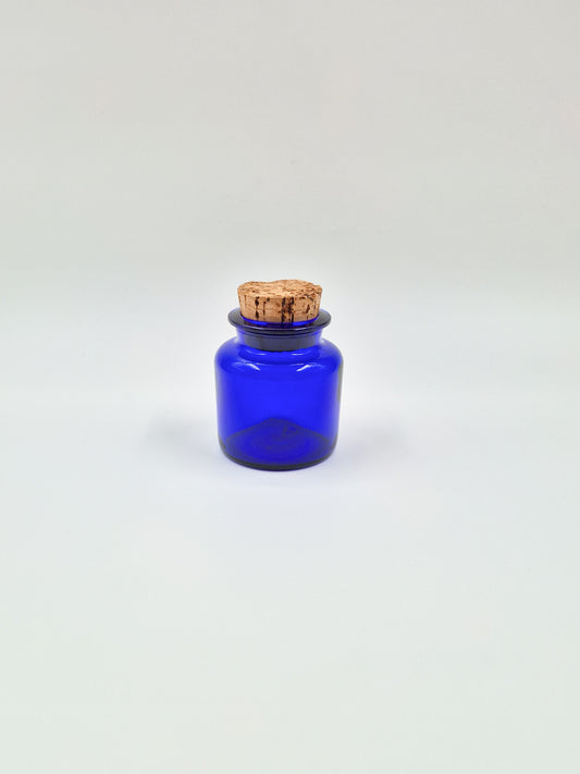 Vintage Riihimäen Lasi Blue Glass Jar with Cork – Small Finnish Storage Jar