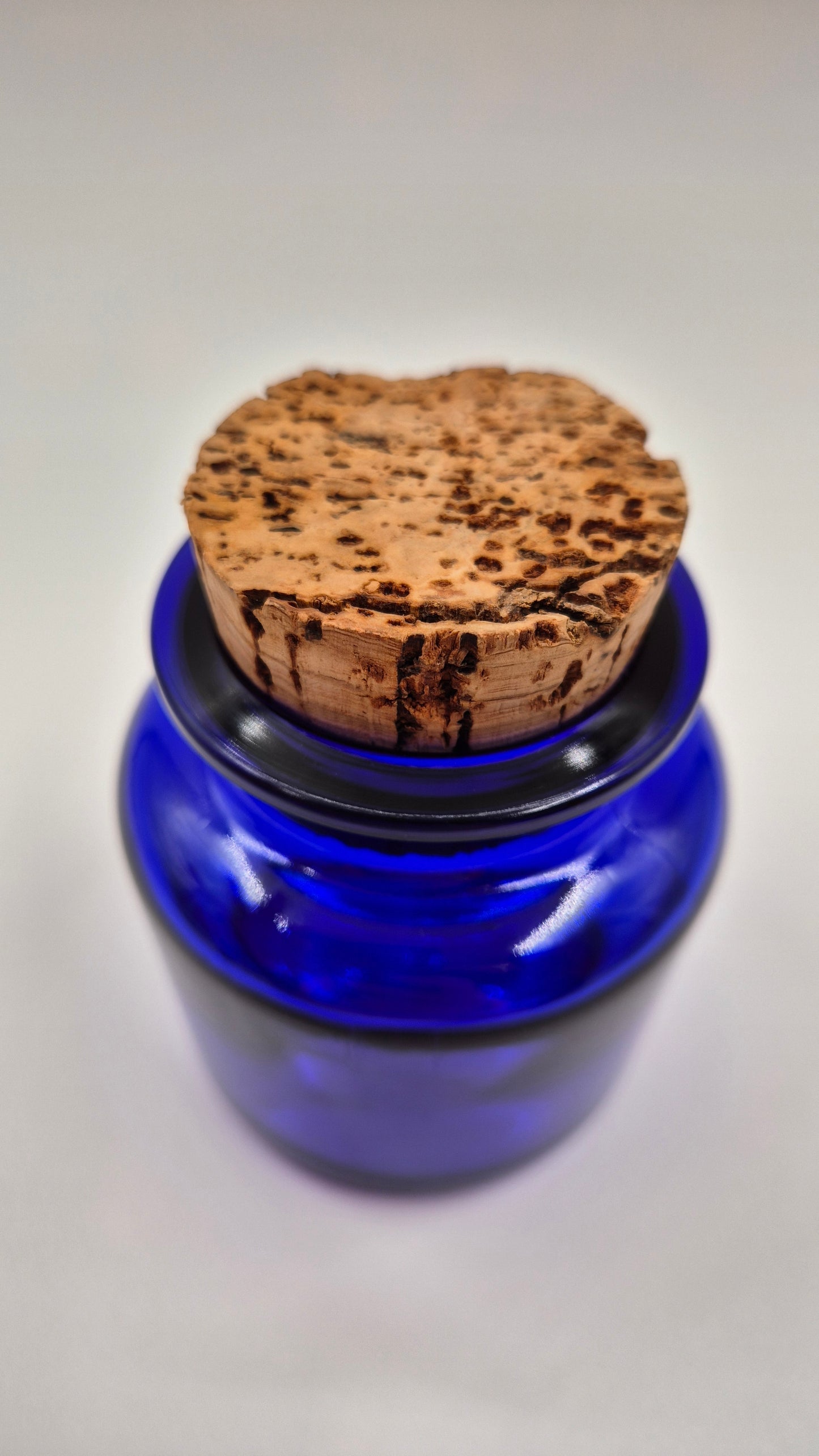 Vintage Riihimäen Lasi Blue Glass Jar with Cork – Small Finnish Storage Jar