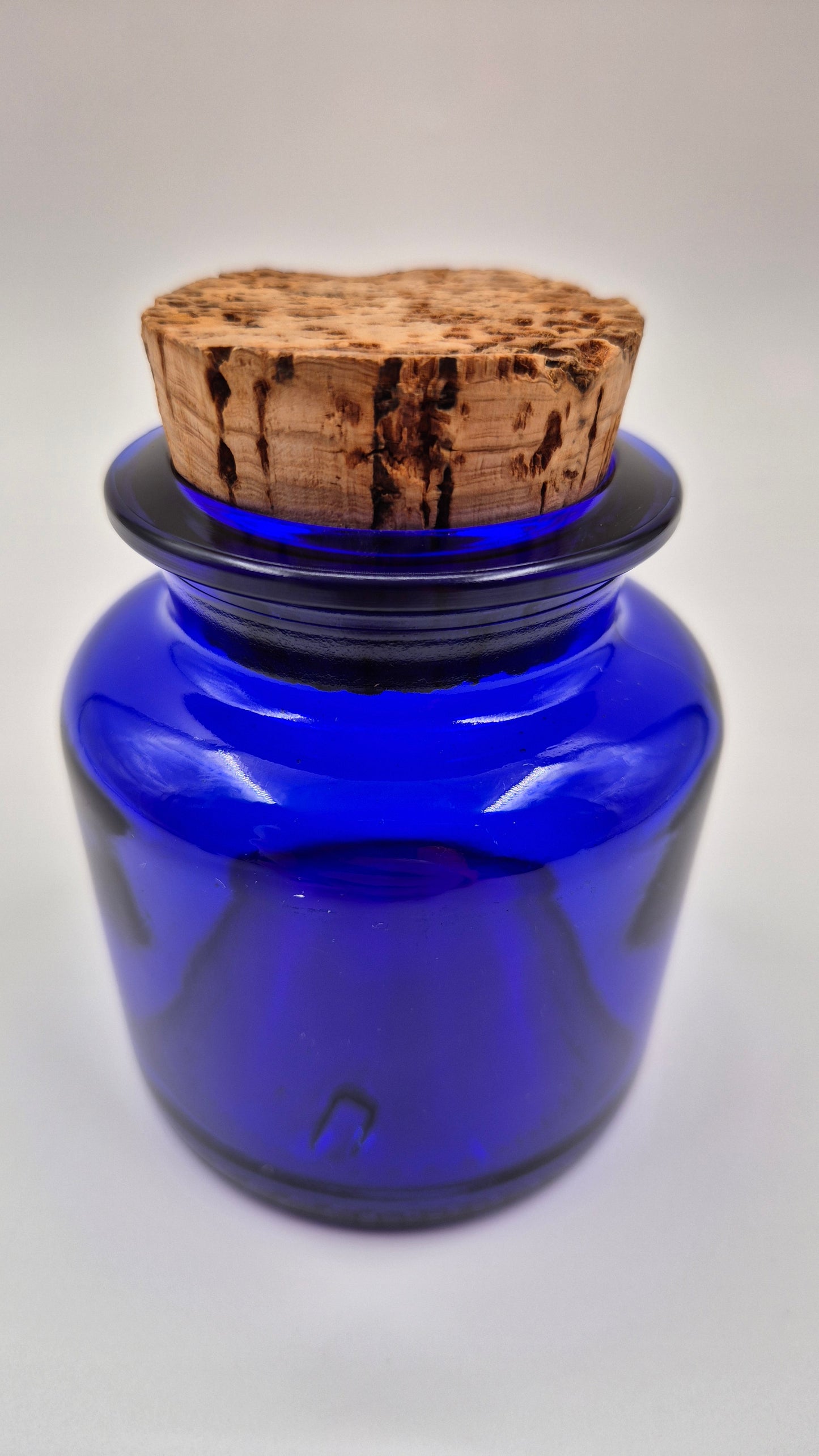 Vintage Riihimäen Lasi Blue Glass Jar with Cork – Small Finnish Storage Jar