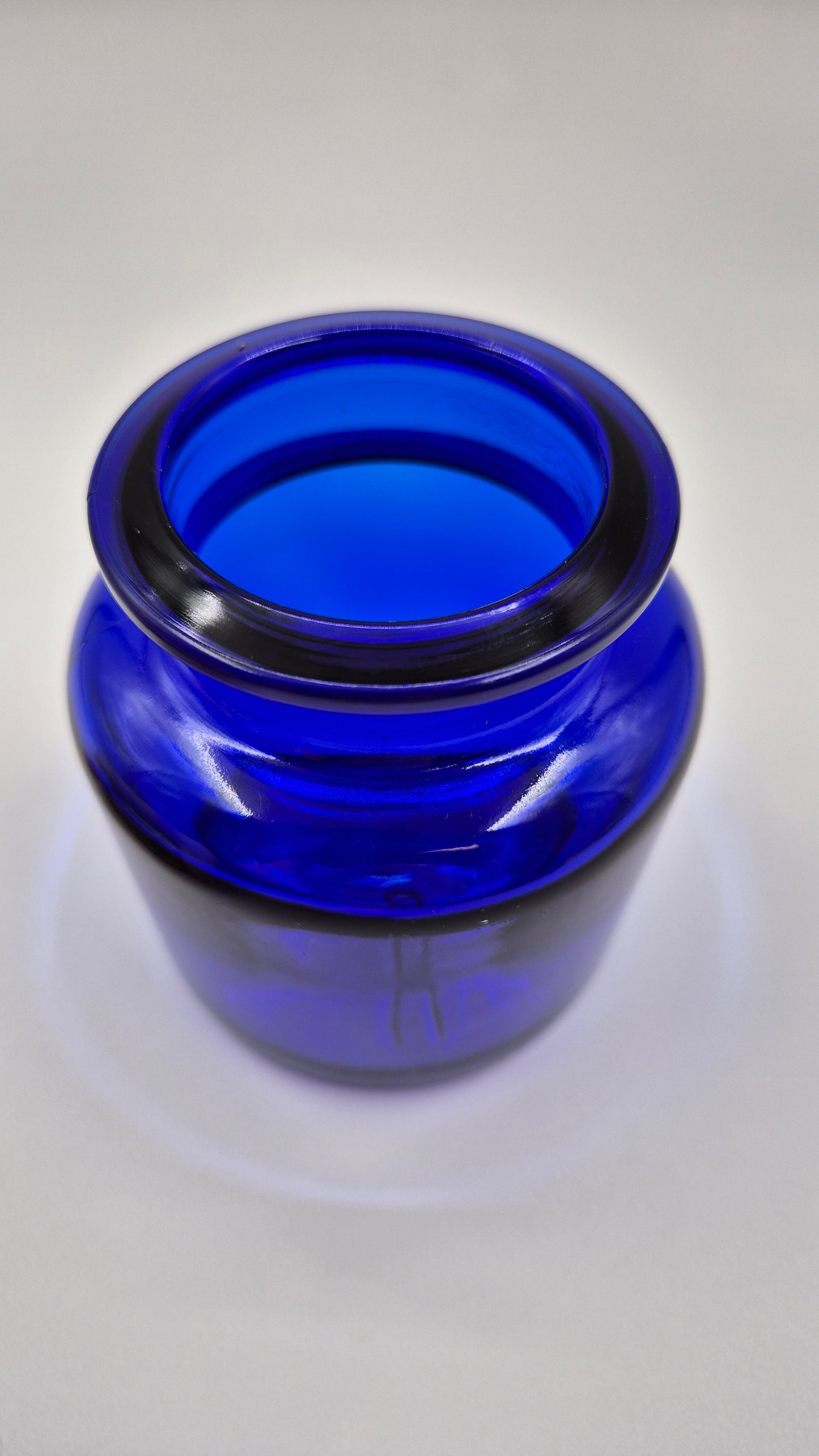 Vintage Riihimäen Lasi Blue Glass Jar with Cork – Small Finnish Storage Jar