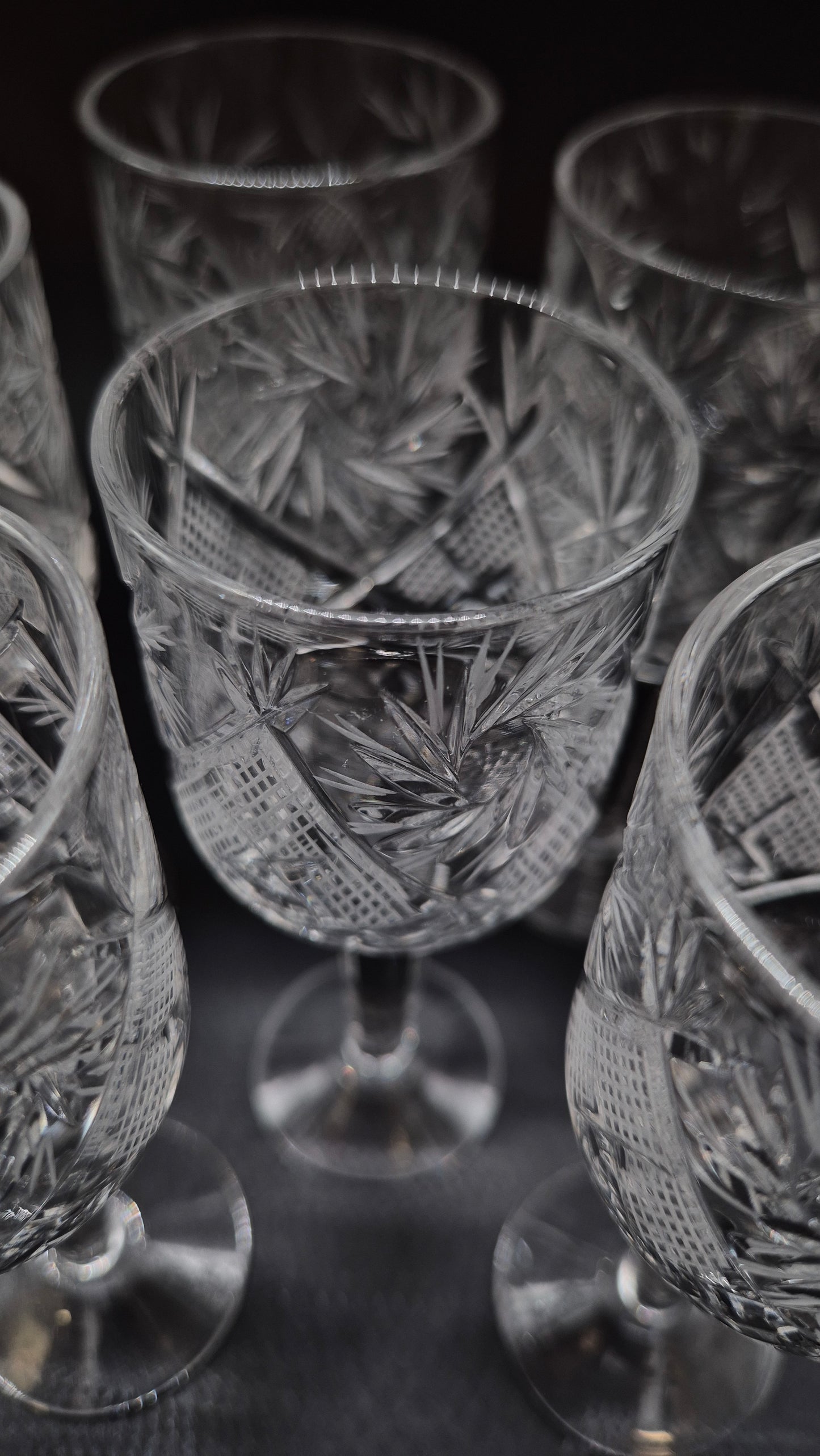 Set van 6 kristallen bekers