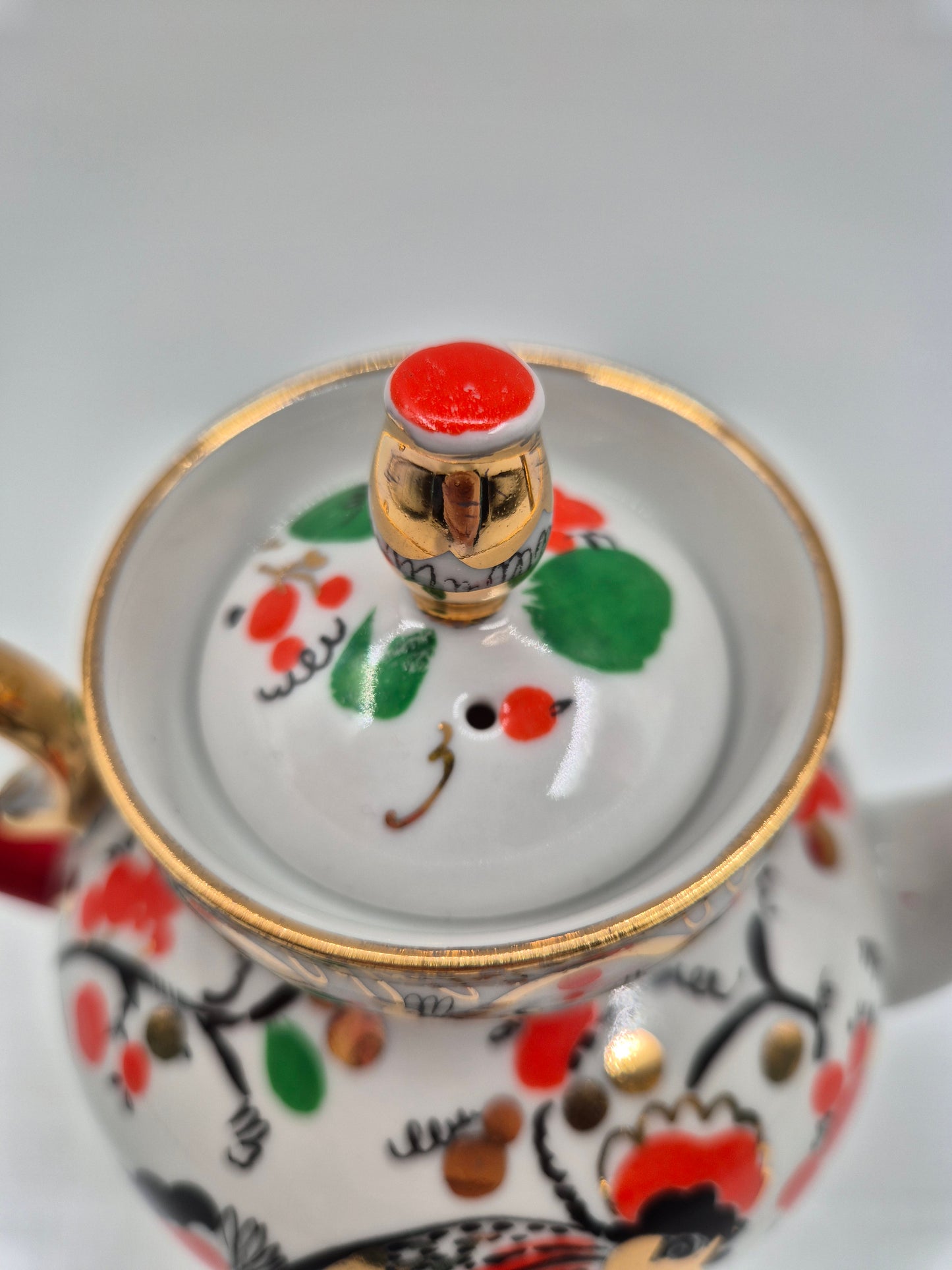 Vintage Lomonosov Small Pot "Imperial Rooster"