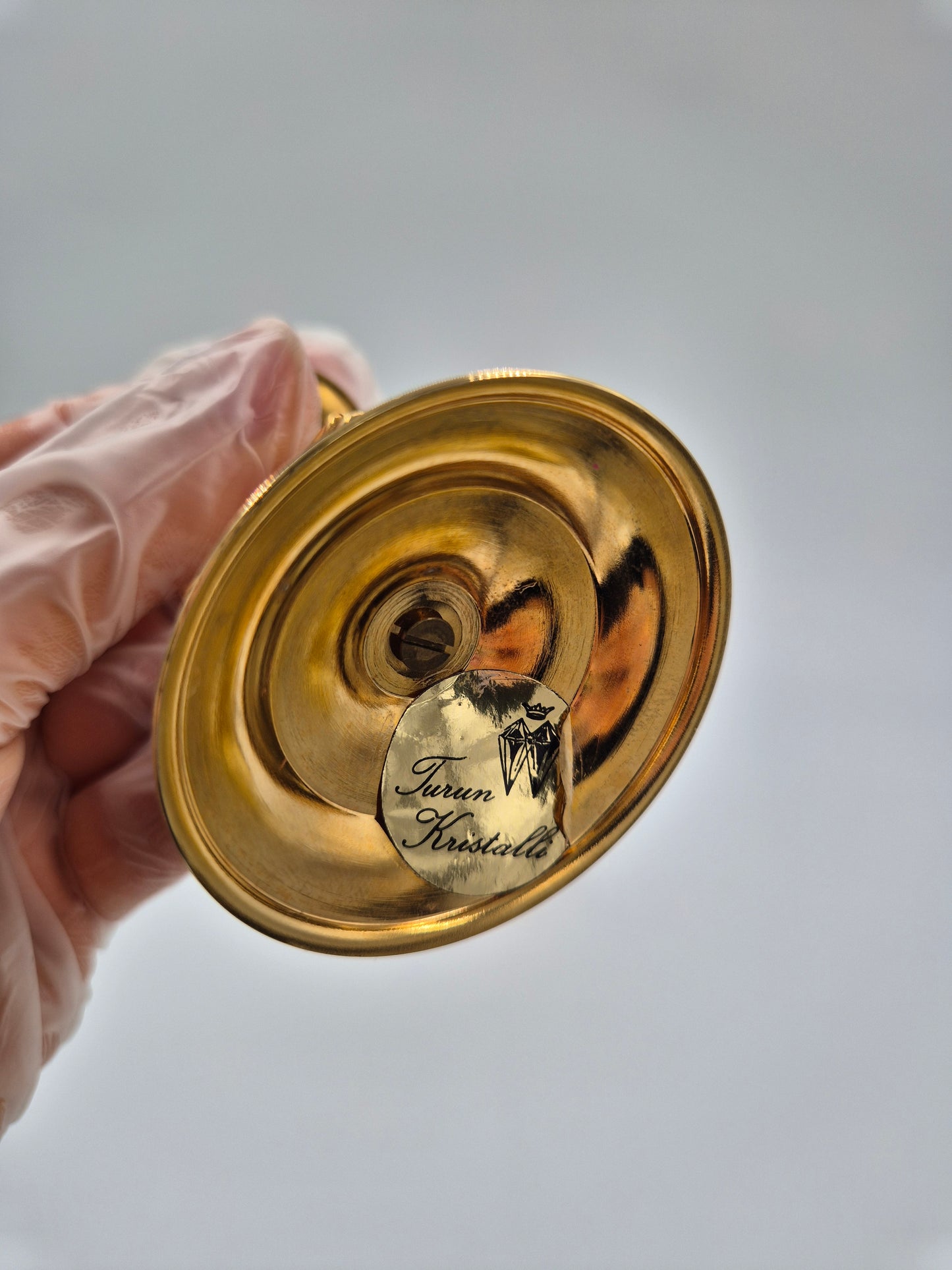 Pair of Turun Kristalli Brass Crystal Candle Holders