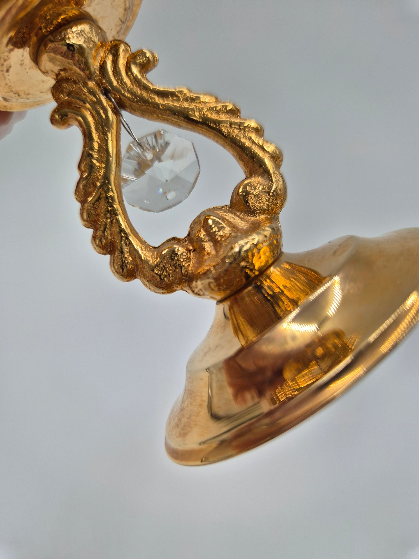 Pair of Turun Kristalli Brass Crystal Candle Holders