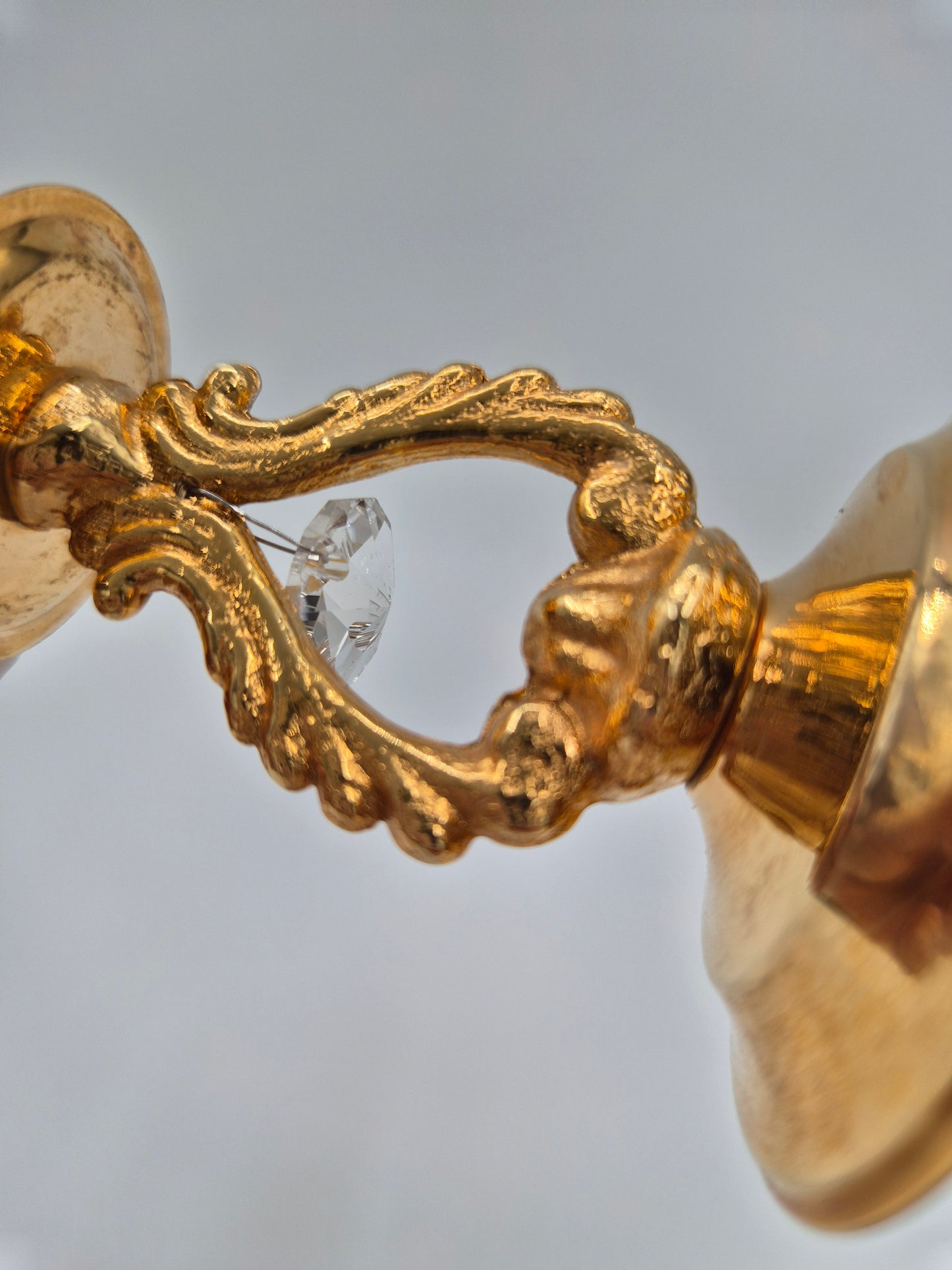 Pair of Turun Kristalli Brass Crystal Candle Holders