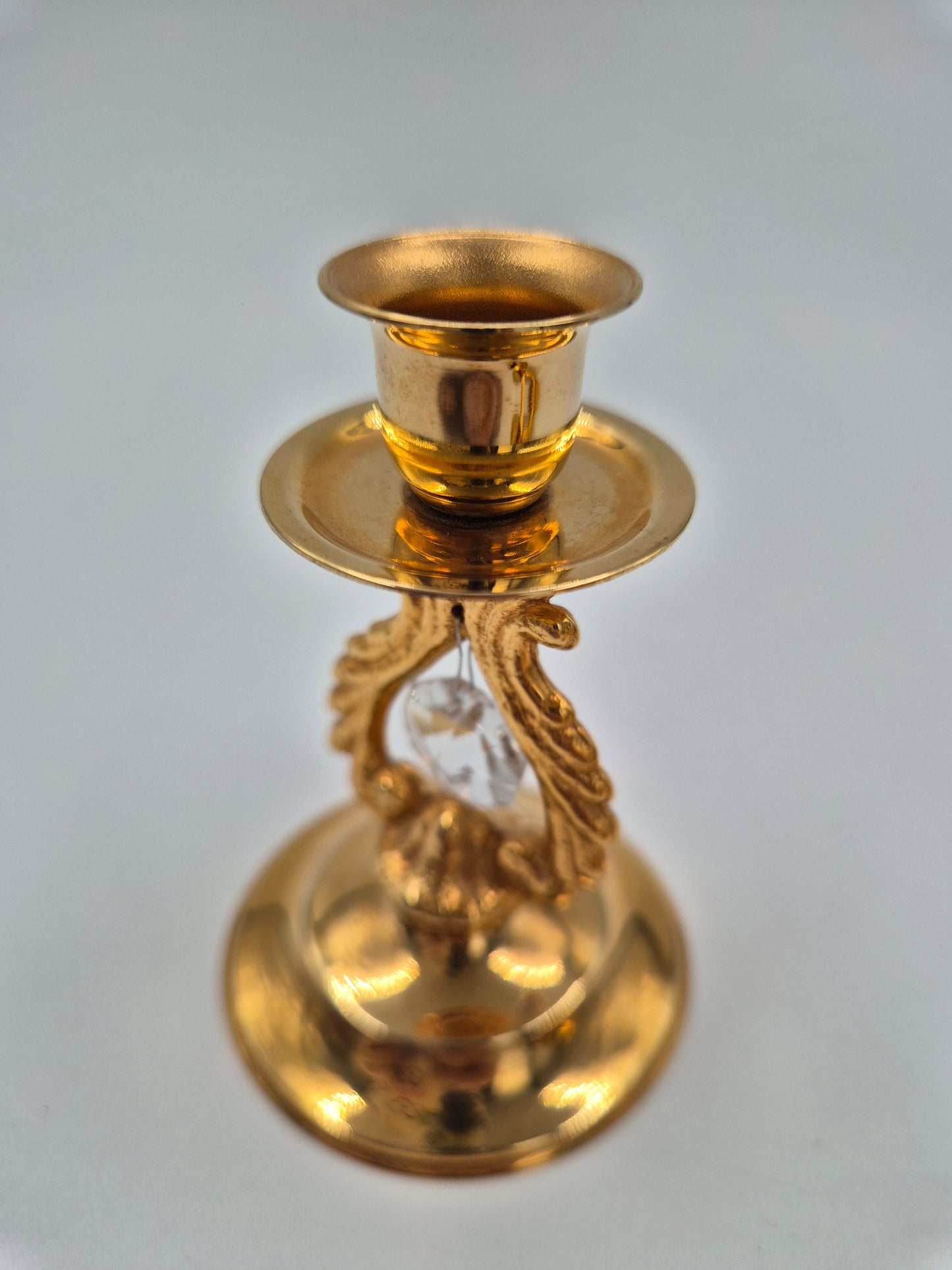 Pair of Turun Kristalli Brass Crystal Candle Holders