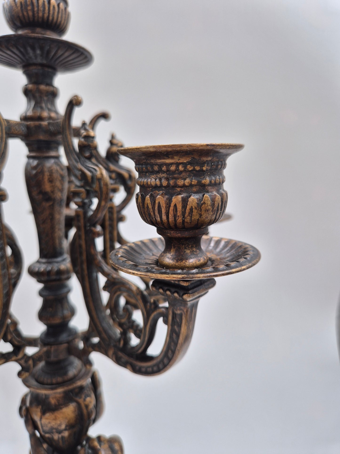 Pair of Antique Finnish 6-Arm Baroque Candelabras with Cherub Figures