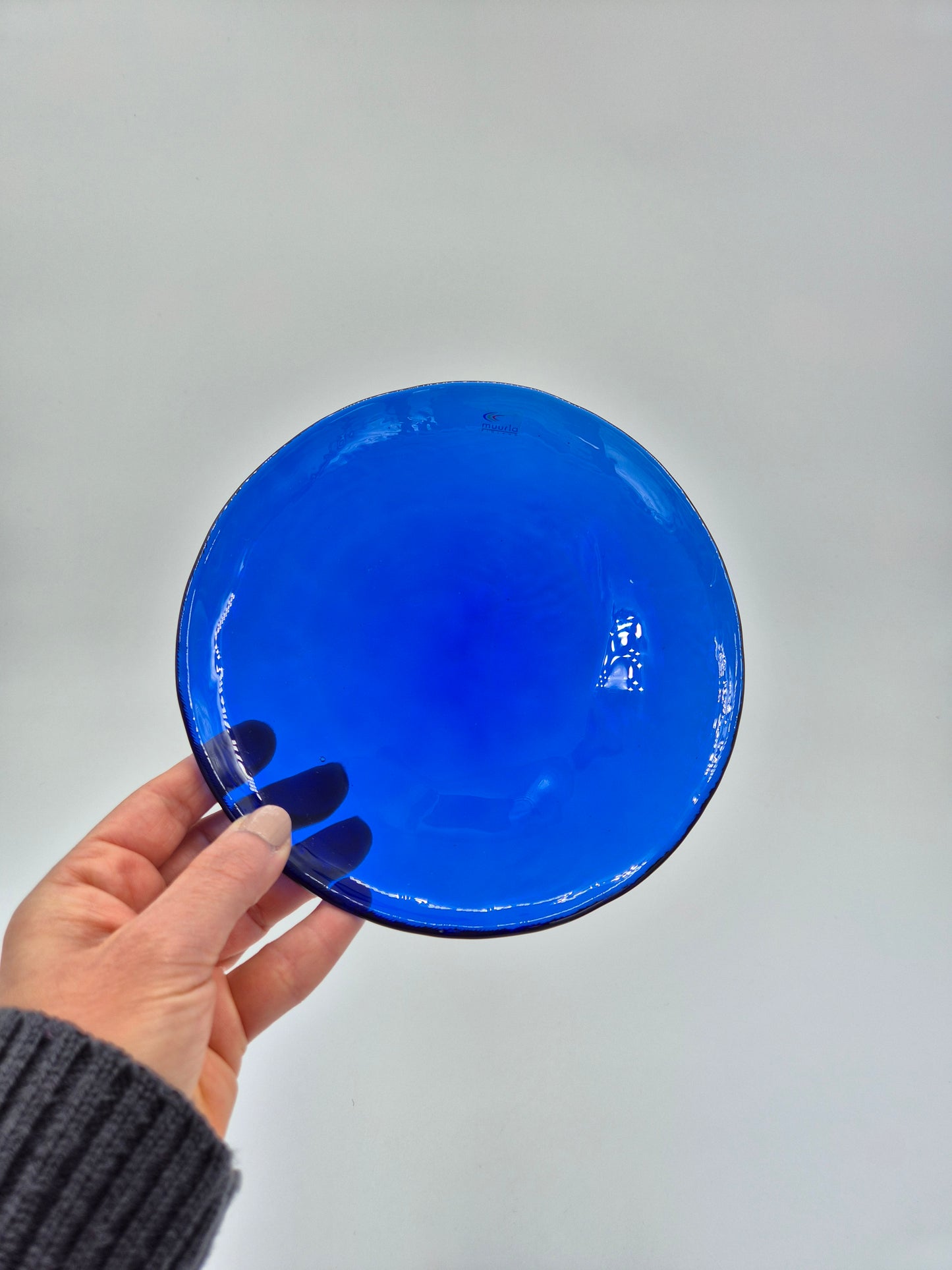 Vintage Muurla Finland Blue Glass Plates - Set of 4