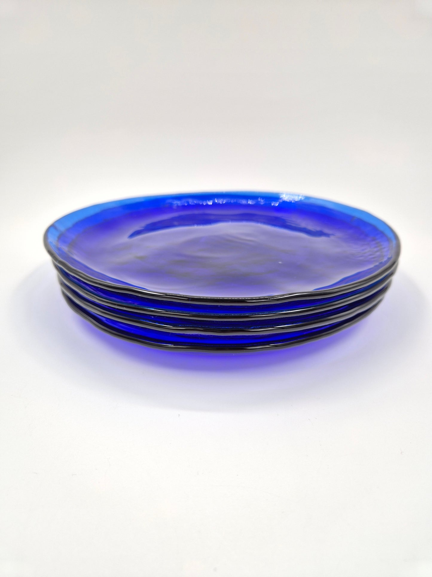 Vintage Muurla Finland Blue Glass Plates - Set of 4