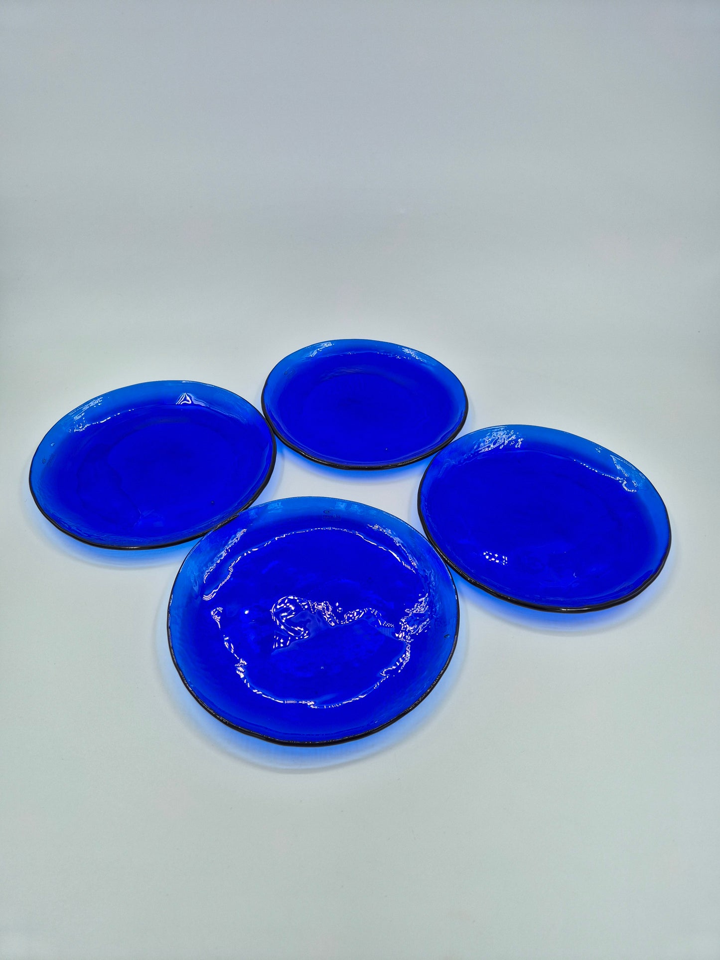 Vintage Muurla Finland Blue Glass Plates - Set of 4
