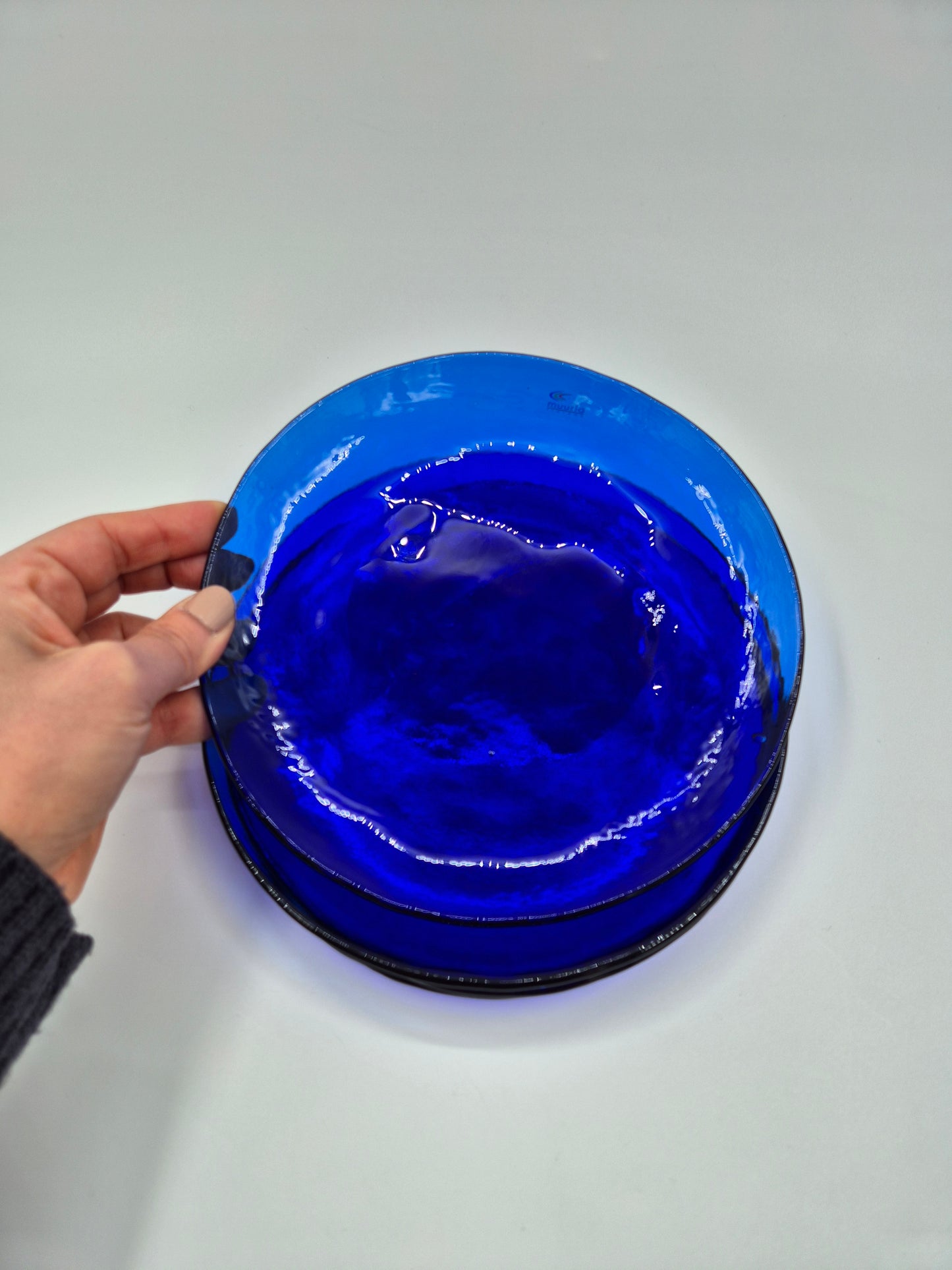Vintage Muurla Finland Blue Glass Plates - Set of 4