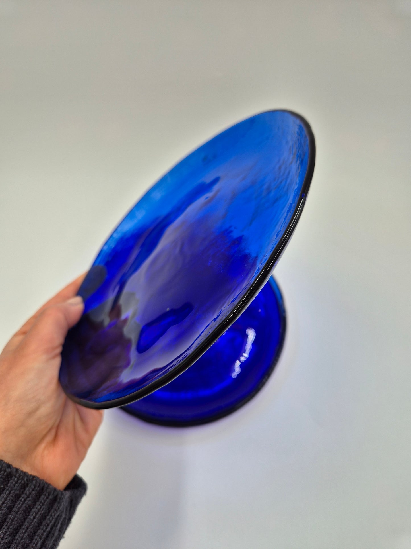 Vintage Muurla Finland Blue Glass Plates - Set of 4