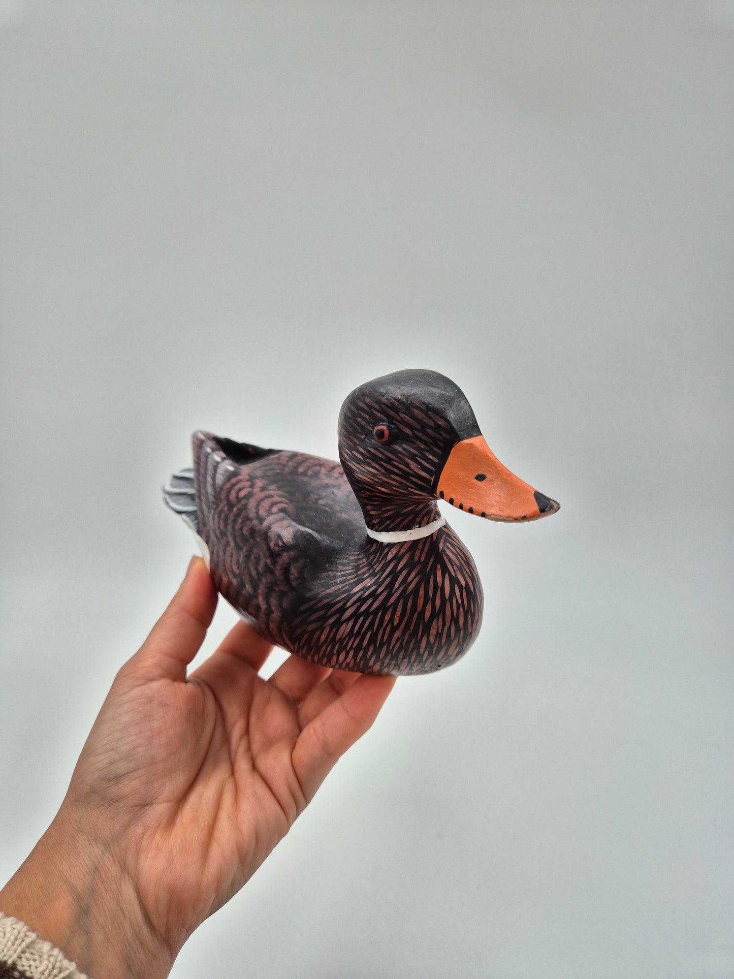 Vintage Hand Painted Wooden Duck Figurine