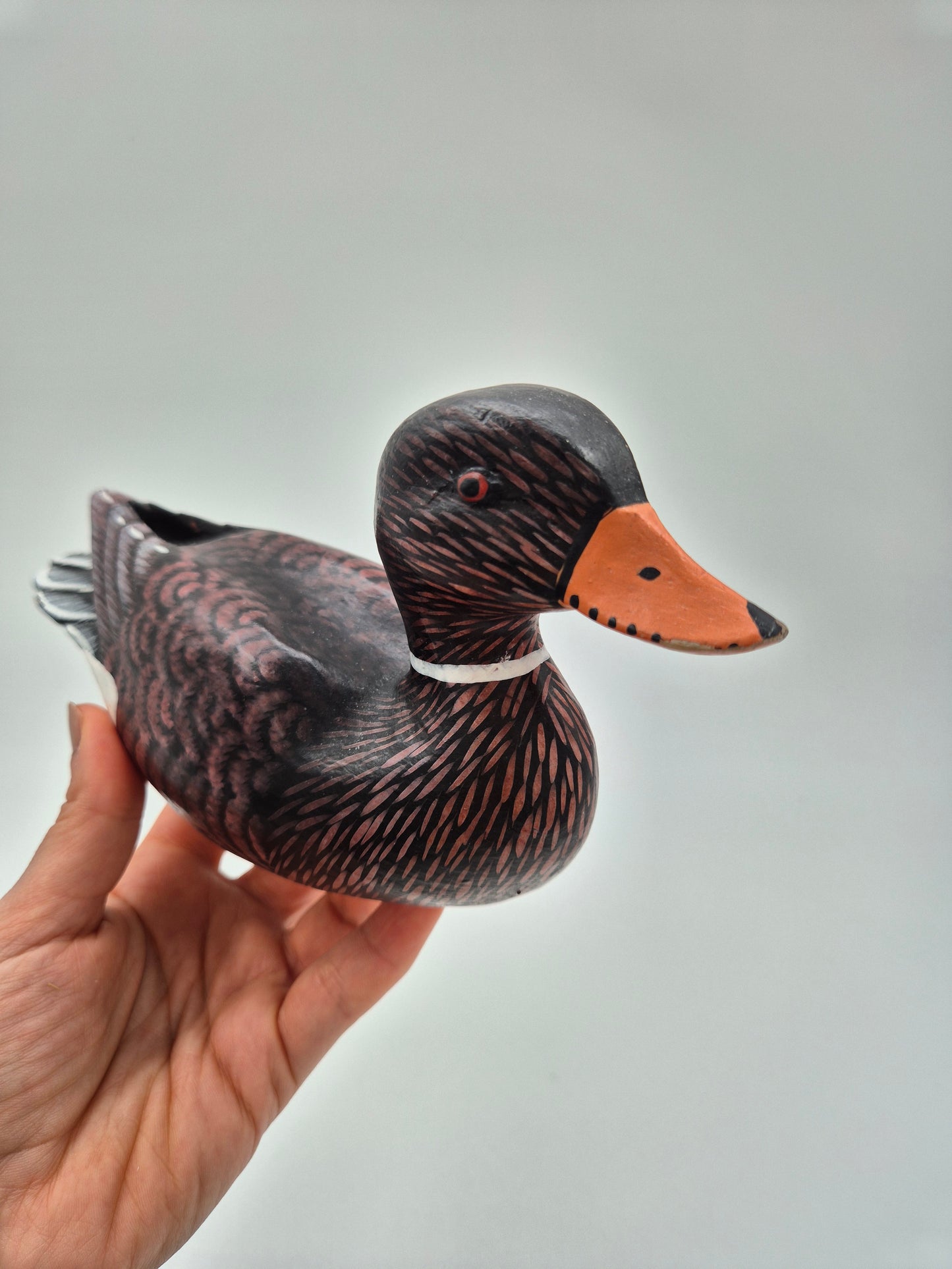 Vintage Hand Painted Wooden Duck Figurine