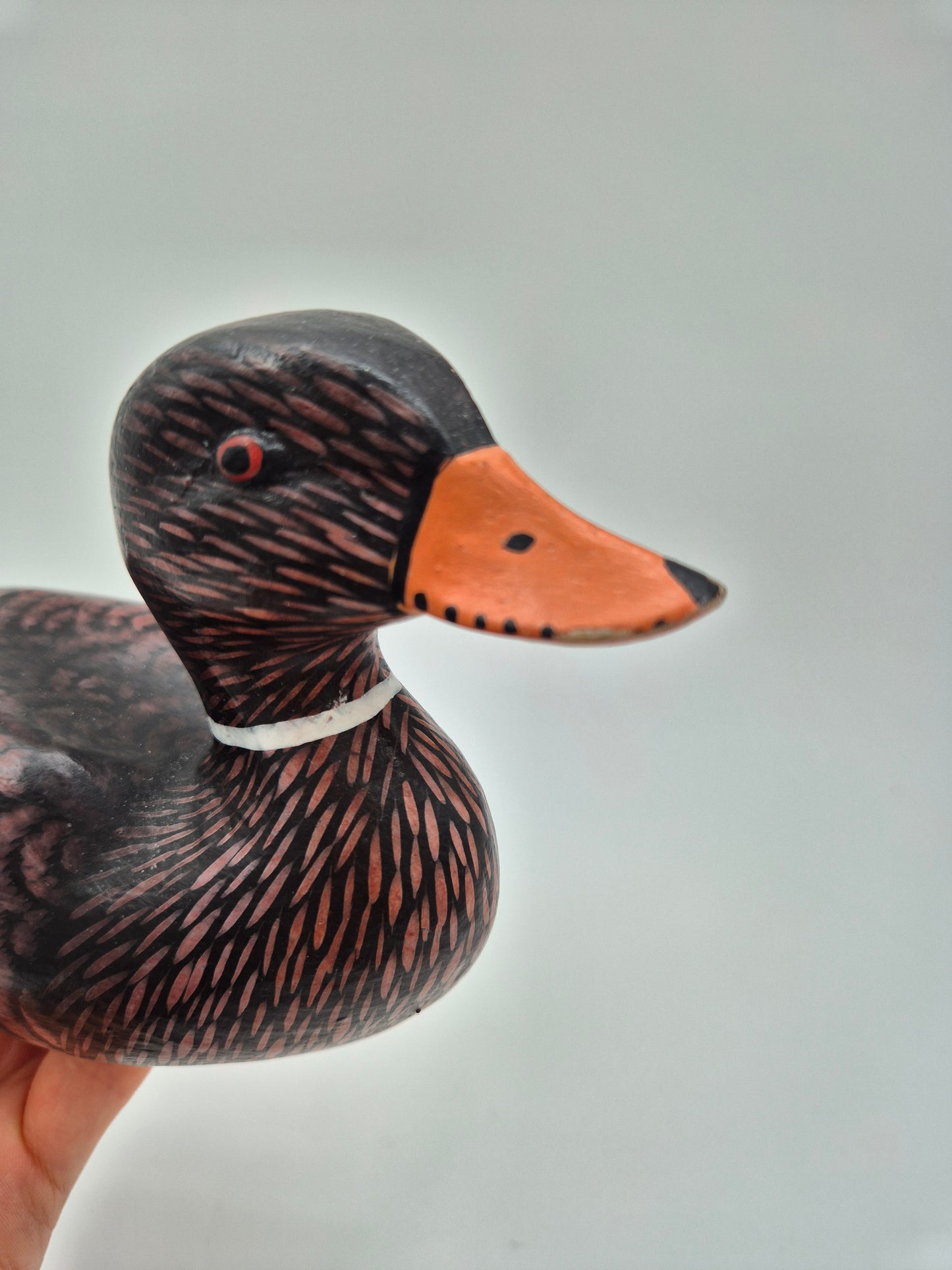 Vintage Hand Painted Wooden Duck Figurine