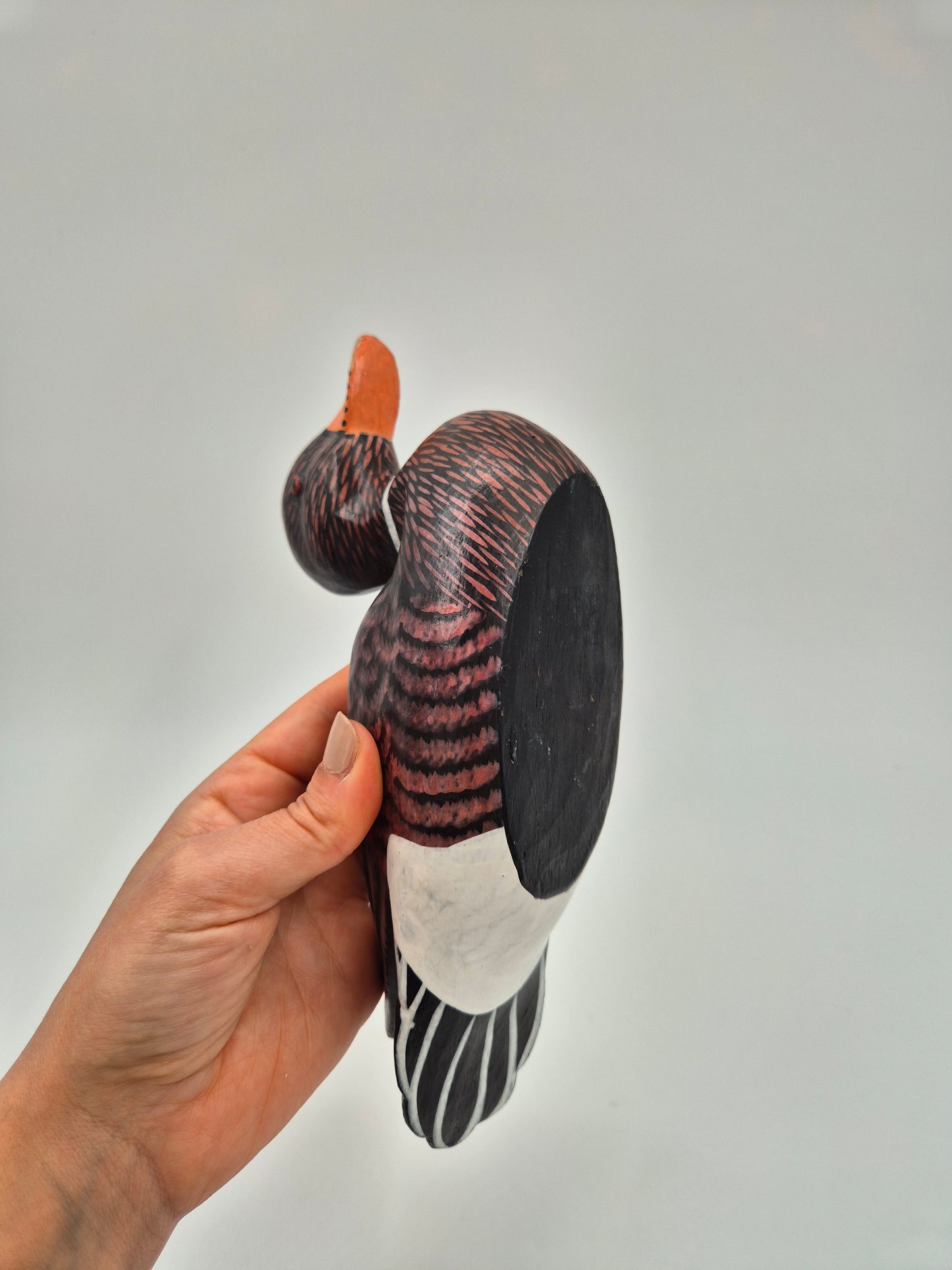 Vintage Hand Painted Wooden Duck Figurine