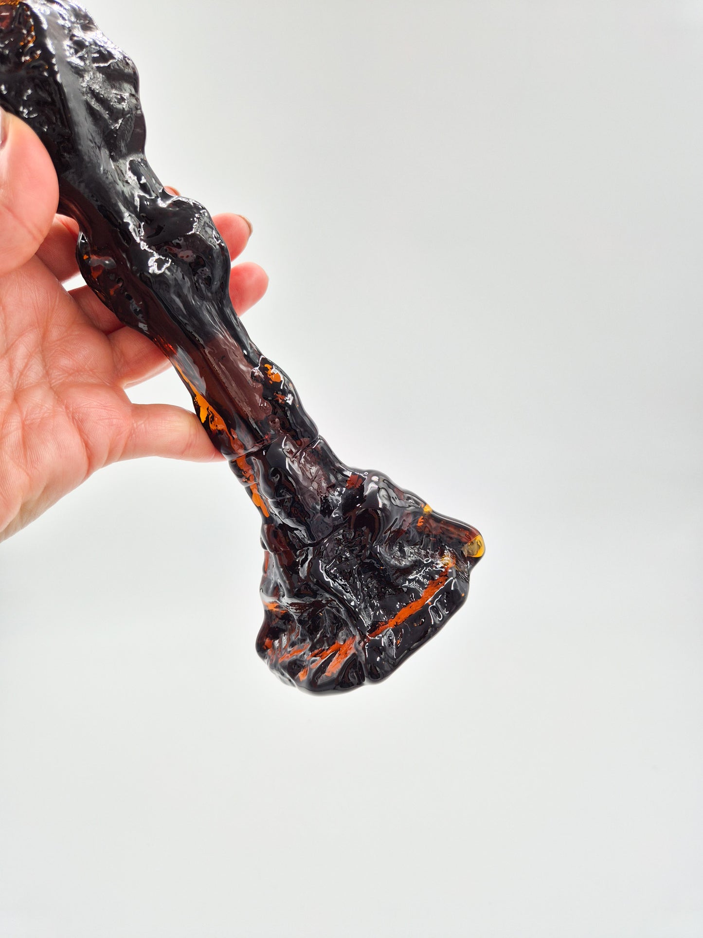 Vintage Humppila Glass Candlestick – Pertti Santalahti – Amber Brown Art Glass – Finnish Design 1970s