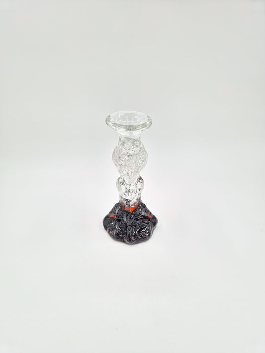 Vintage Humppila “Kasvimaalla” Glass Candlestick – Pertti Santalahti – Finnish Art Glass 1970s