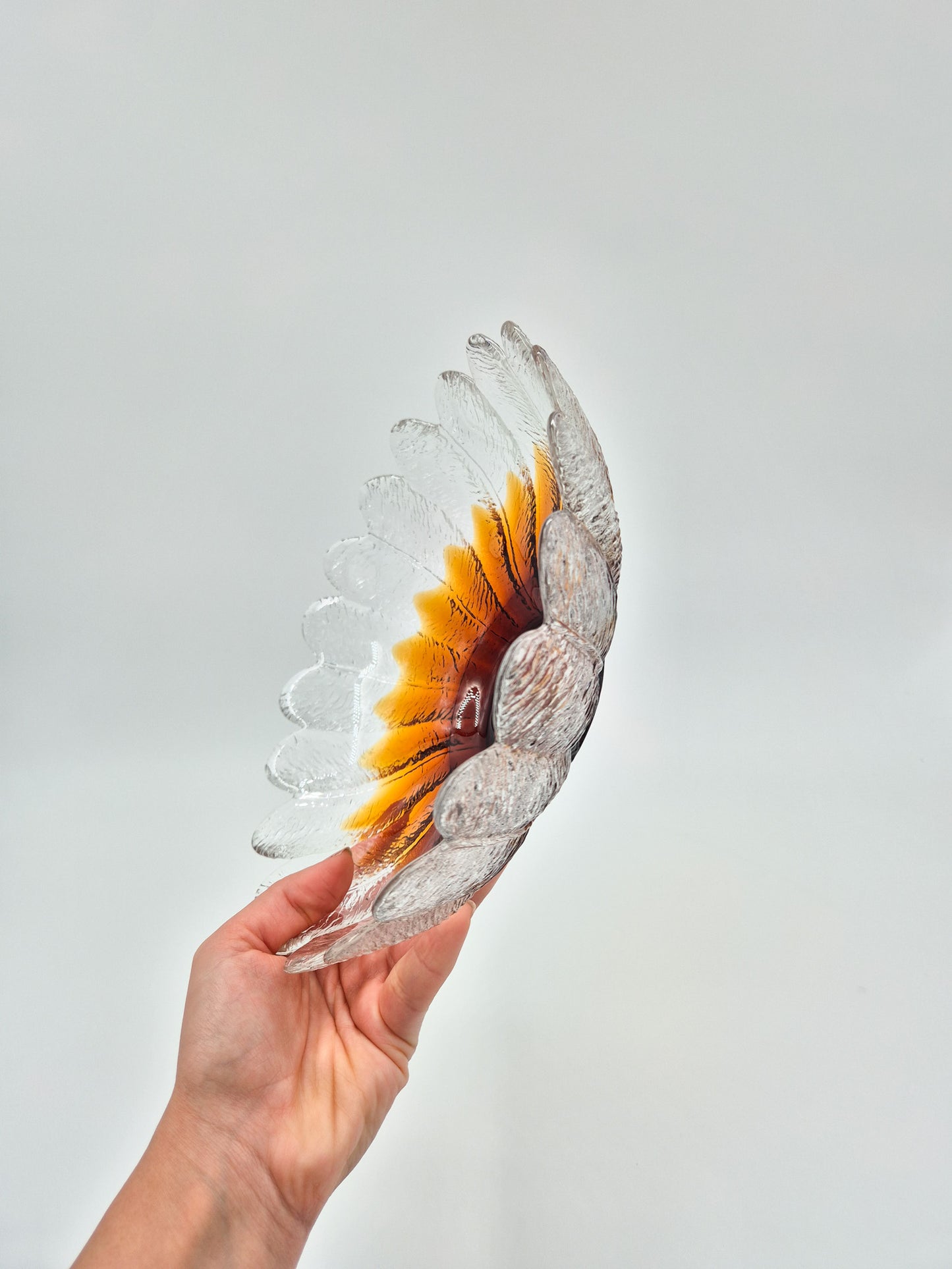 Vintage Humppila Glass Bowl – Amber Sunflower Pressed Glass – Finnish 1970s Art Glass