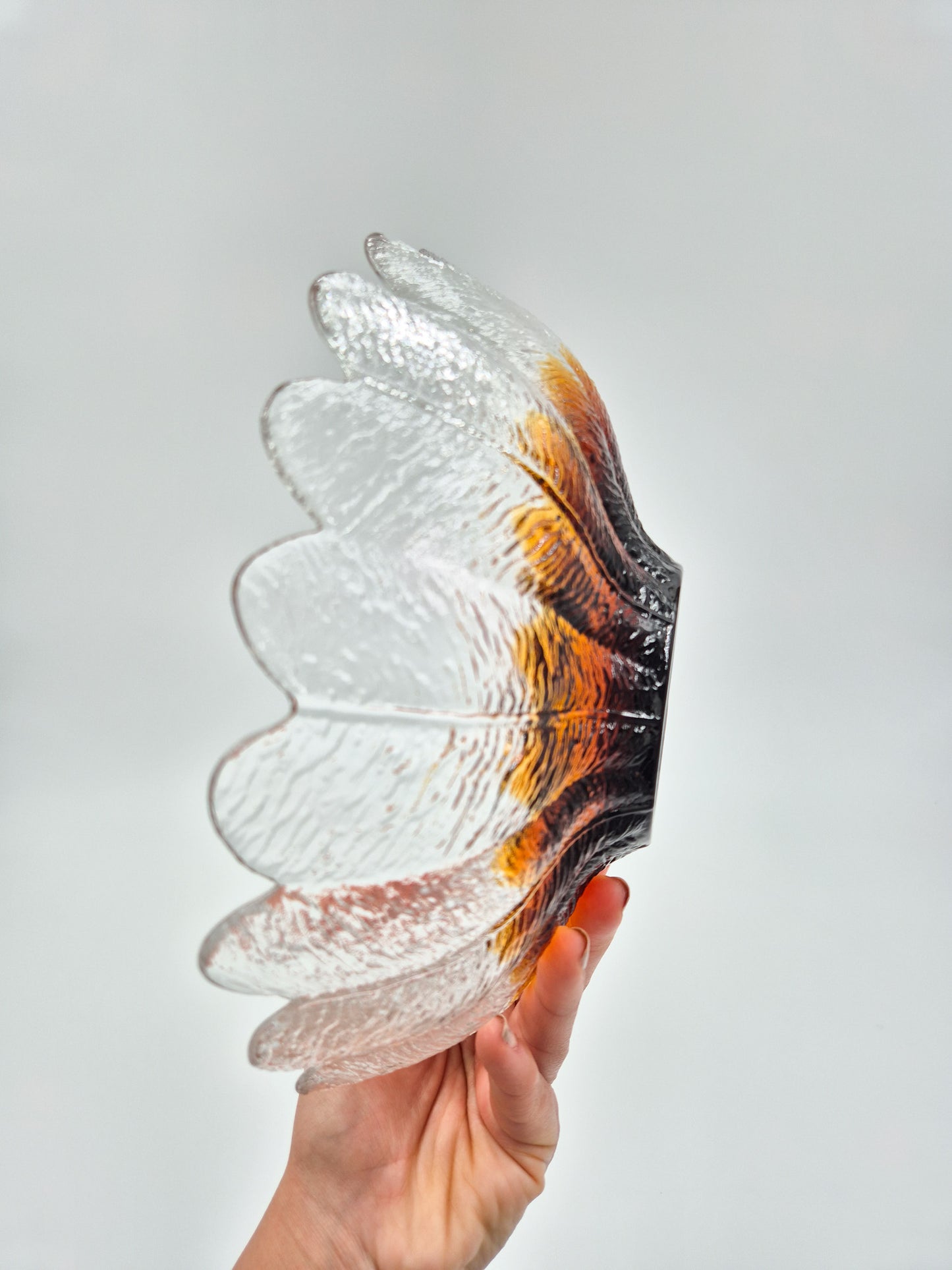 Vintage Humppila Glass Bowl – Amber Sunflower Pressed Glass – Finnish 1970s Art Glass